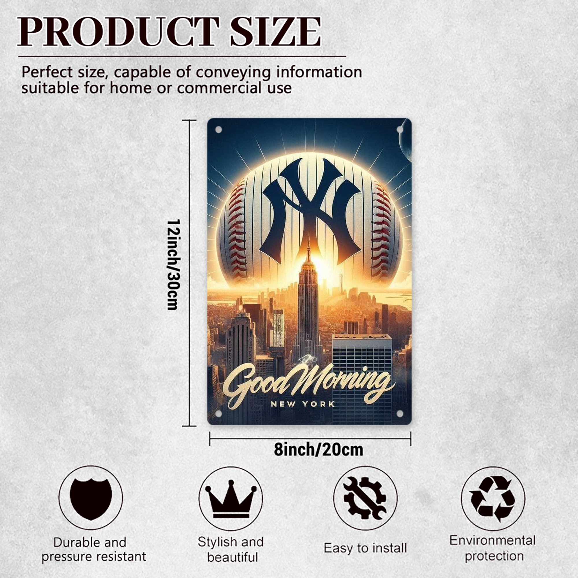 New York Yankees 111 8x12inch Vertical Aluminum Sign - Durable Fade-Resistant Indoor/Outdoor Safety & Information Plaque For Office, Hotel, Restaurant, Bar, Public Spaces