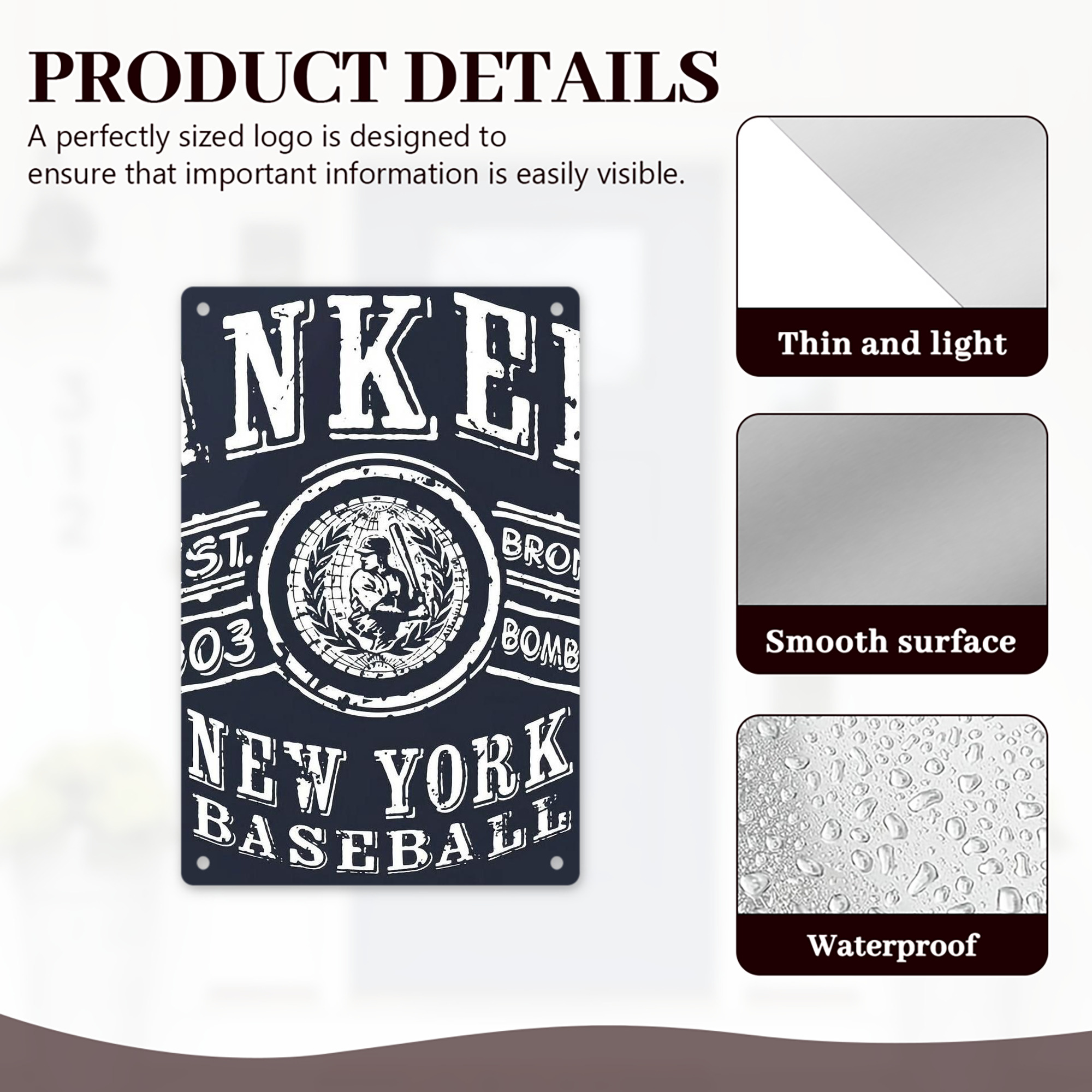 New York Yankees 252 8x12inch Vertical Aluminum Sign - Durable Fade-Resistant Indoor/Outdoor Safety & Information Plaque For Office, Hotel, Restaurant, Bar, Public Spaces
