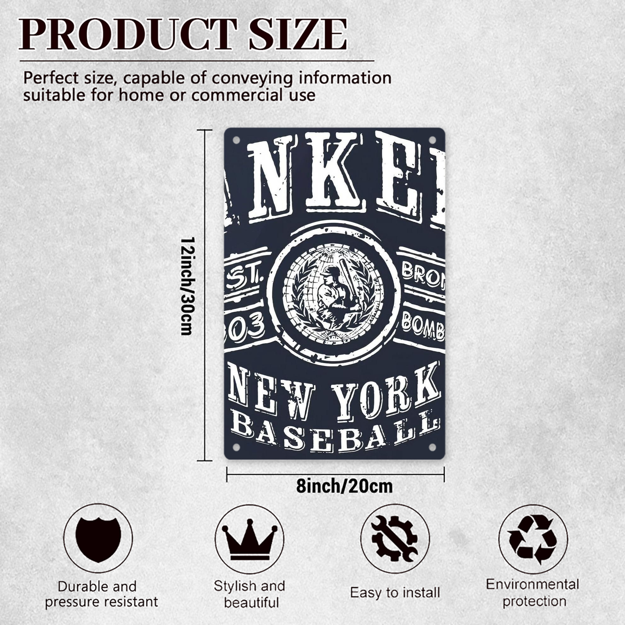 New York Yankees 252 8x12inch Vertical Aluminum Sign - Durable Fade-Resistant Indoor/Outdoor Safety & Information Plaque For Office, Hotel, Restaurant, Bar, Public Spaces