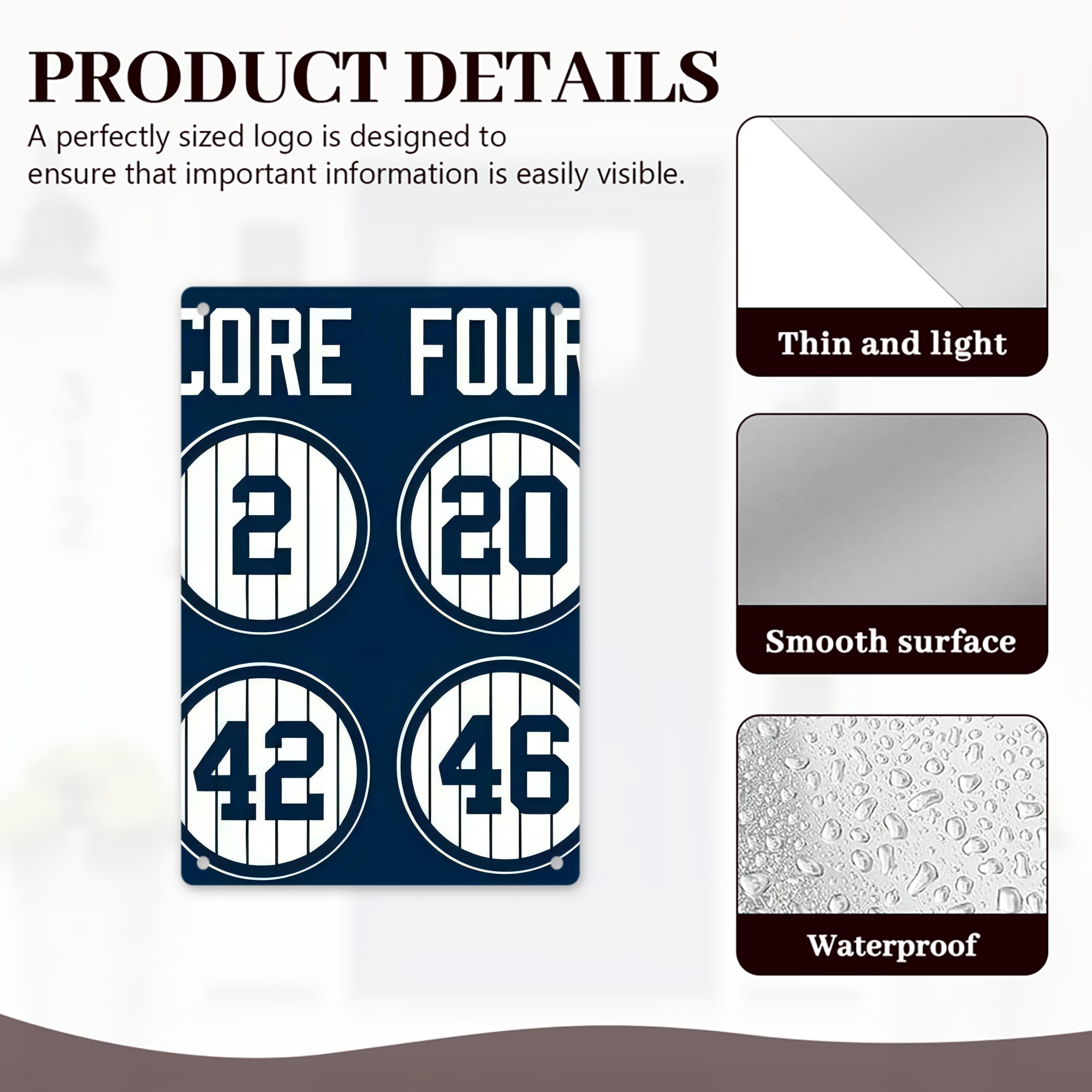 New York Yankees 223 8x12inch Vertical Aluminum Sign - Durable Fade-Resistant Indoor/Outdoor Safety & Information Plaque For Office, Hotel, Restaurant, Bar, Public Spaces