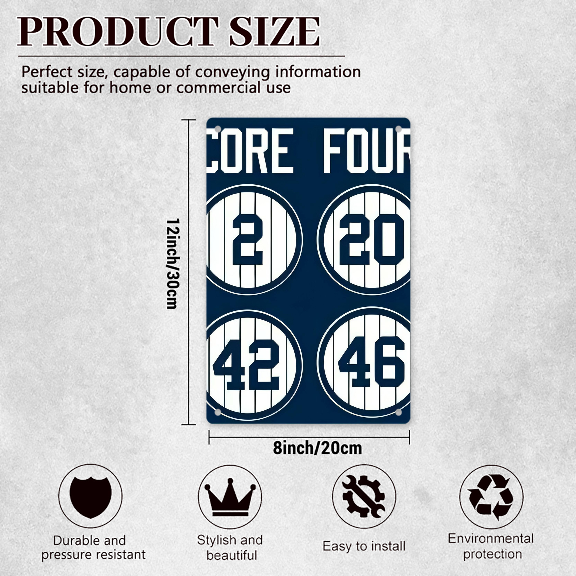 New York Yankees 223 8x12inch Vertical Aluminum Sign - Durable Fade-Resistant Indoor/Outdoor Safety & Information Plaque For Office, Hotel, Restaurant, Bar, Public Spaces