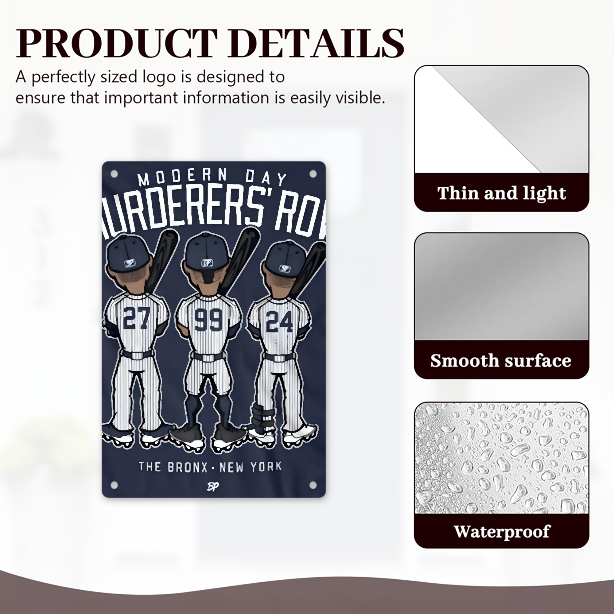 New York Yankees 173 8x12inch Vertical Aluminum Sign - Durable Fade-Resistant Indoor/Outdoor Safety & Information Plaque For Office, Hotel, Restaurant, Bar, Public Spaces