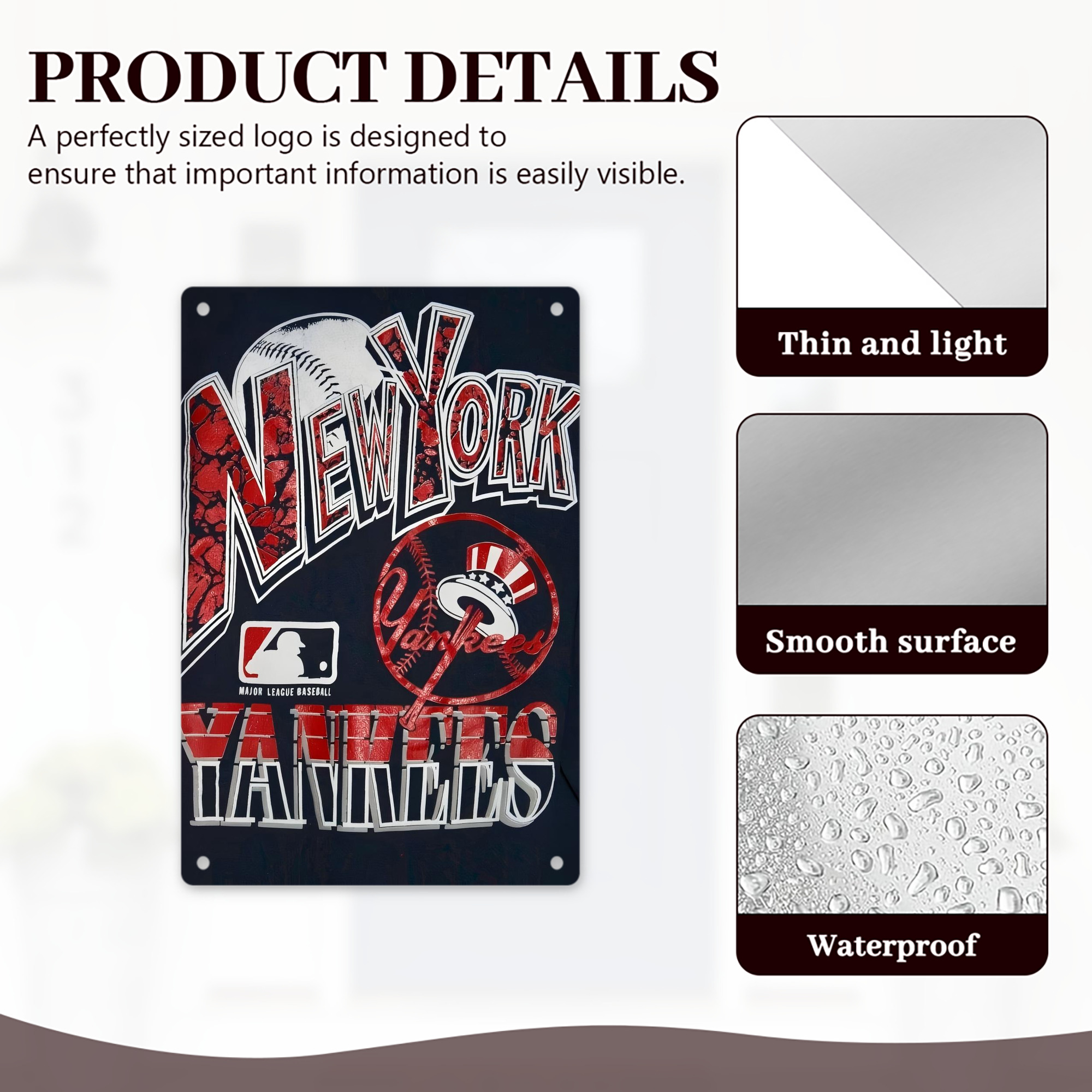 New York Yankees 125 8x12inch Vertical Aluminum Sign - Durable Fade-Resistant Indoor/Outdoor Safety & Information Plaque For Office, Hotel, Restaurant, Bar, Public Spaces