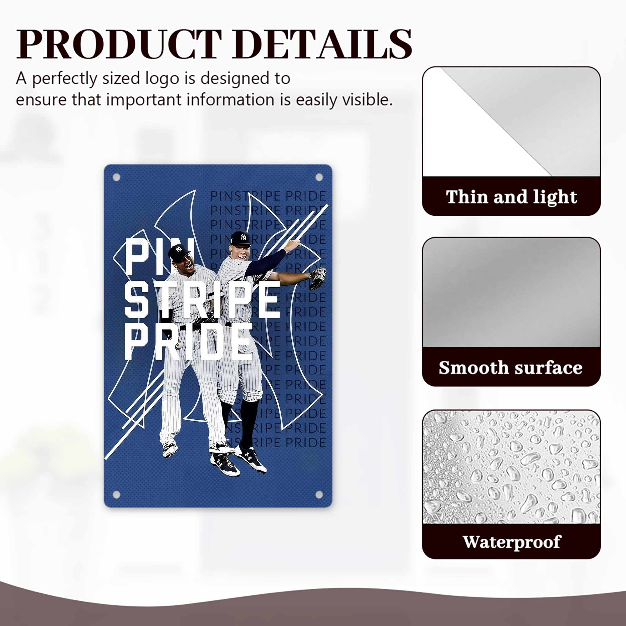 New York Yankees 196 8x12inch Vertical Aluminum Sign - Durable Fade-Resistant Indoor/Outdoor Safety & Information Plaque For Office, Hotel, Restaurant, Bar, Public Spaces