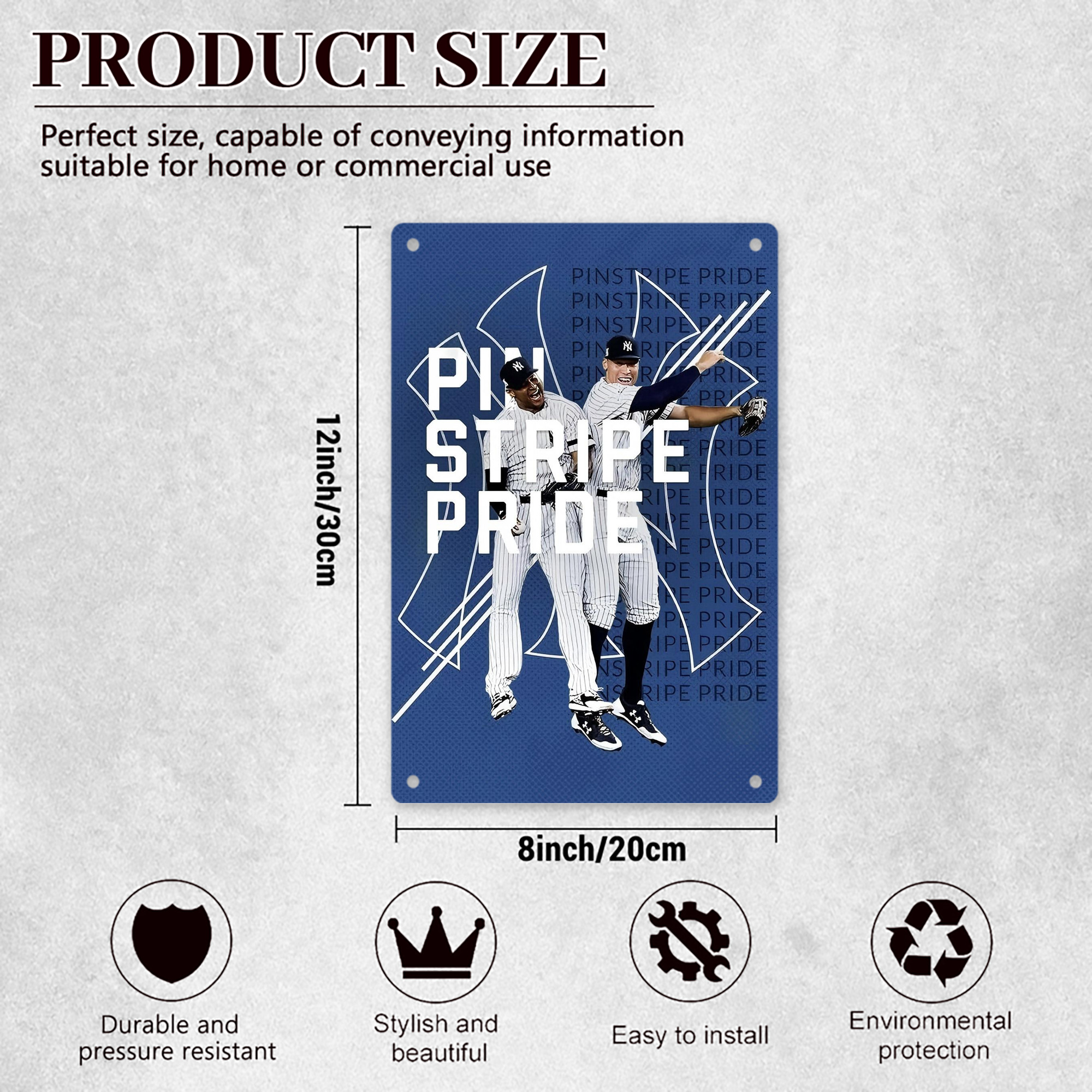 New York Yankees 196 8x12inch Vertical Aluminum Sign - Durable Fade-Resistant Indoor/Outdoor Safety & Information Plaque For Office, Hotel, Restaurant, Bar, Public Spaces