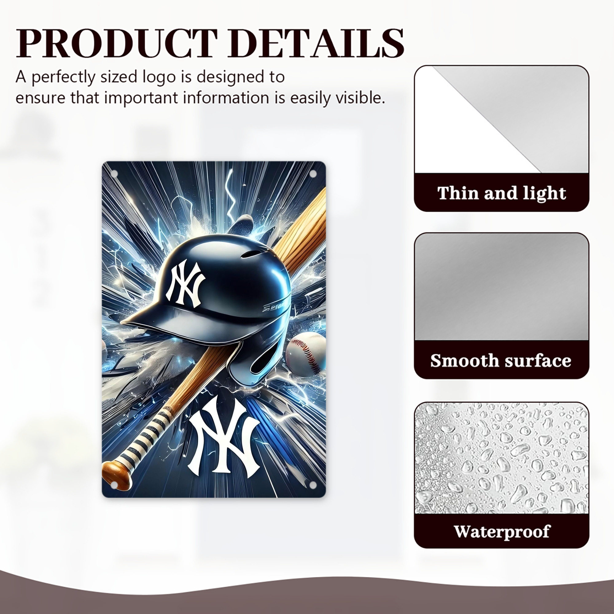 New York Yankees 264 8x12inch Vertical Aluminum Sign - Durable Fade-Resistant Indoor/Outdoor Safety & Information Plaque For Office, Hotel, Restaurant, Bar, Public Spaces