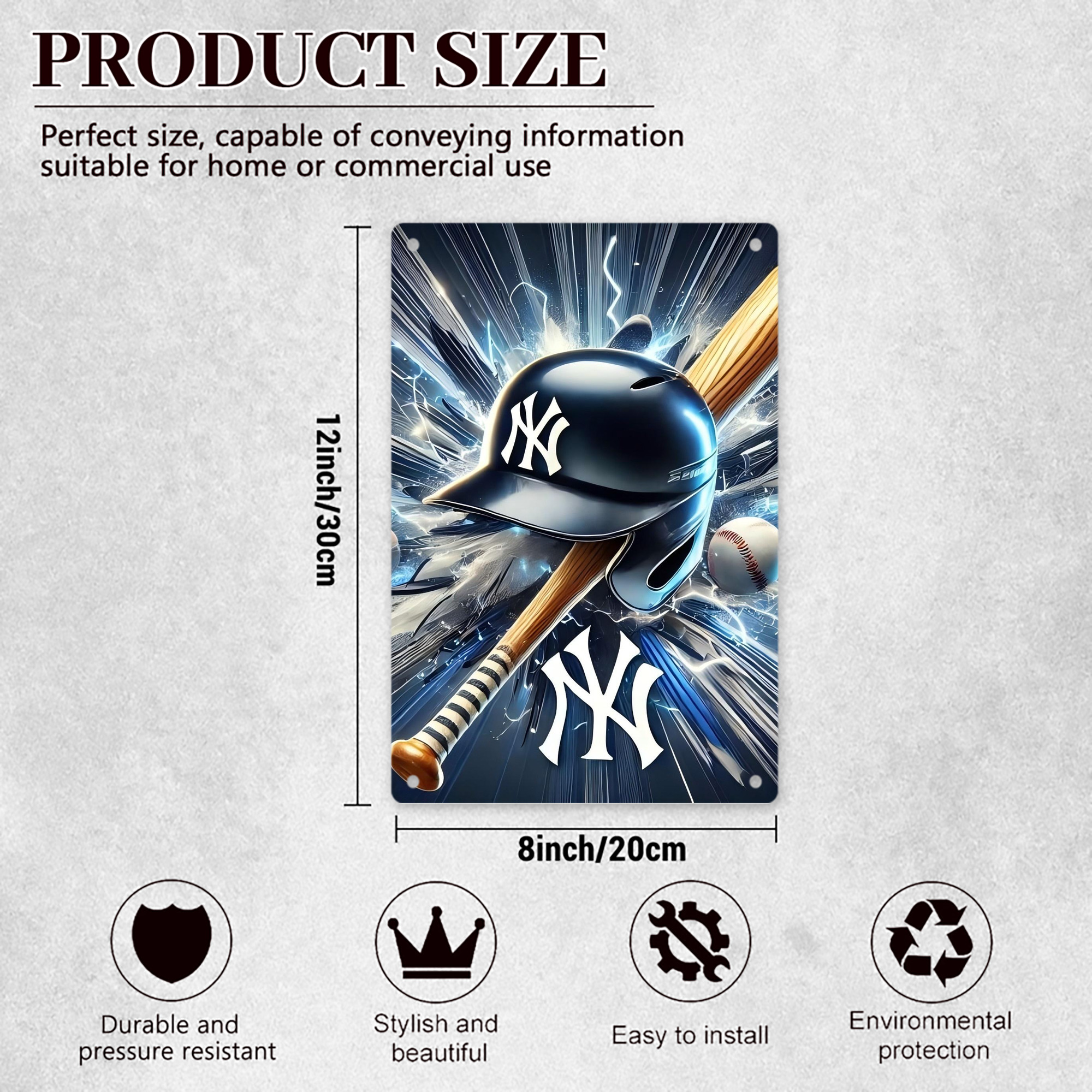 New York Yankees 264 8x12inch Vertical Aluminum Sign - Durable Fade-Resistant Indoor/Outdoor Safety & Information Plaque For Office, Hotel, Restaurant, Bar, Public Spaces