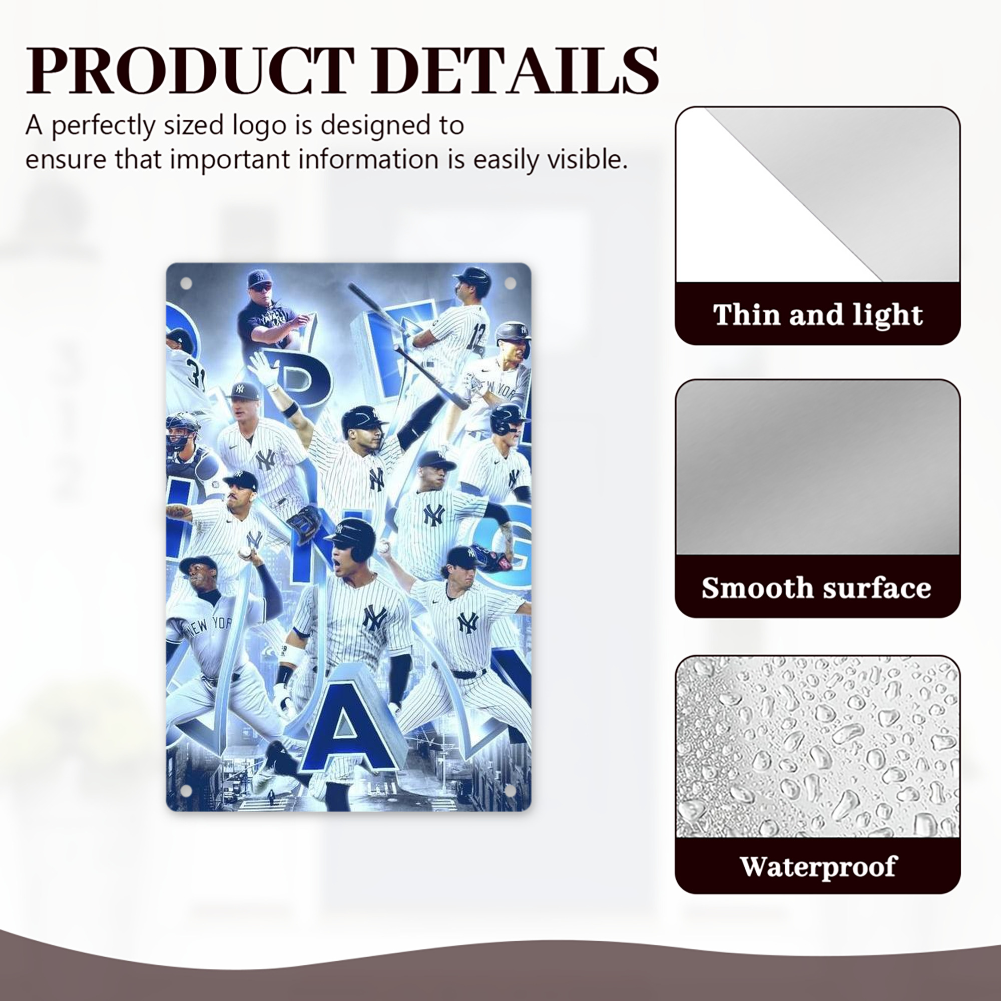 New York Yankees 236 8x12inch Vertical Aluminum Sign - Durable Fade-Resistant Indoor/Outdoor Safety & Information Plaque For Office, Hotel, Restaurant, Bar, Public Spaces