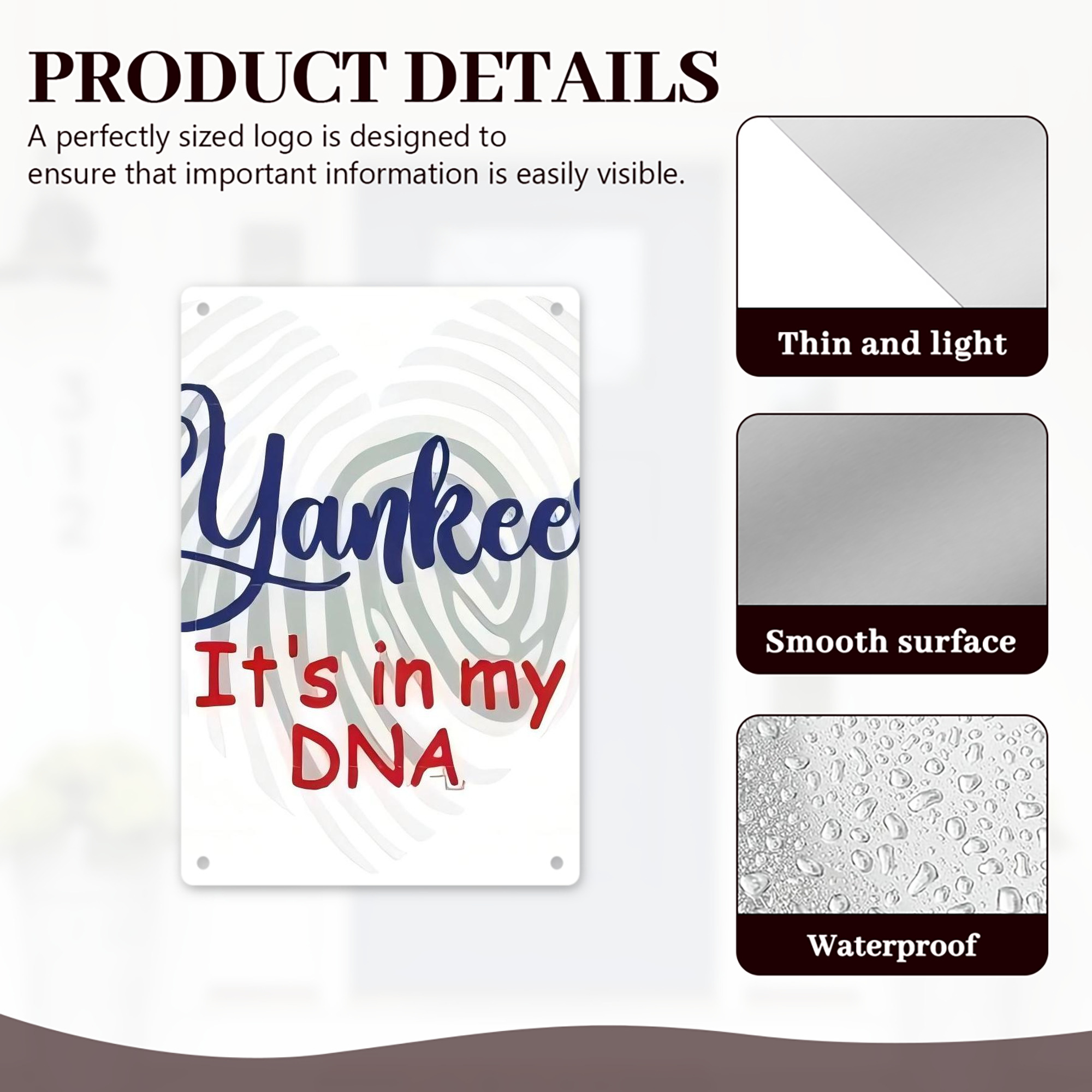 New York Yankees 234 8x12inch Vertical Aluminum Sign - Durable Fade-Resistant Indoor/Outdoor Safety & Information Plaque For Office, Hotel, Restaurant, Bar, Public Spaces