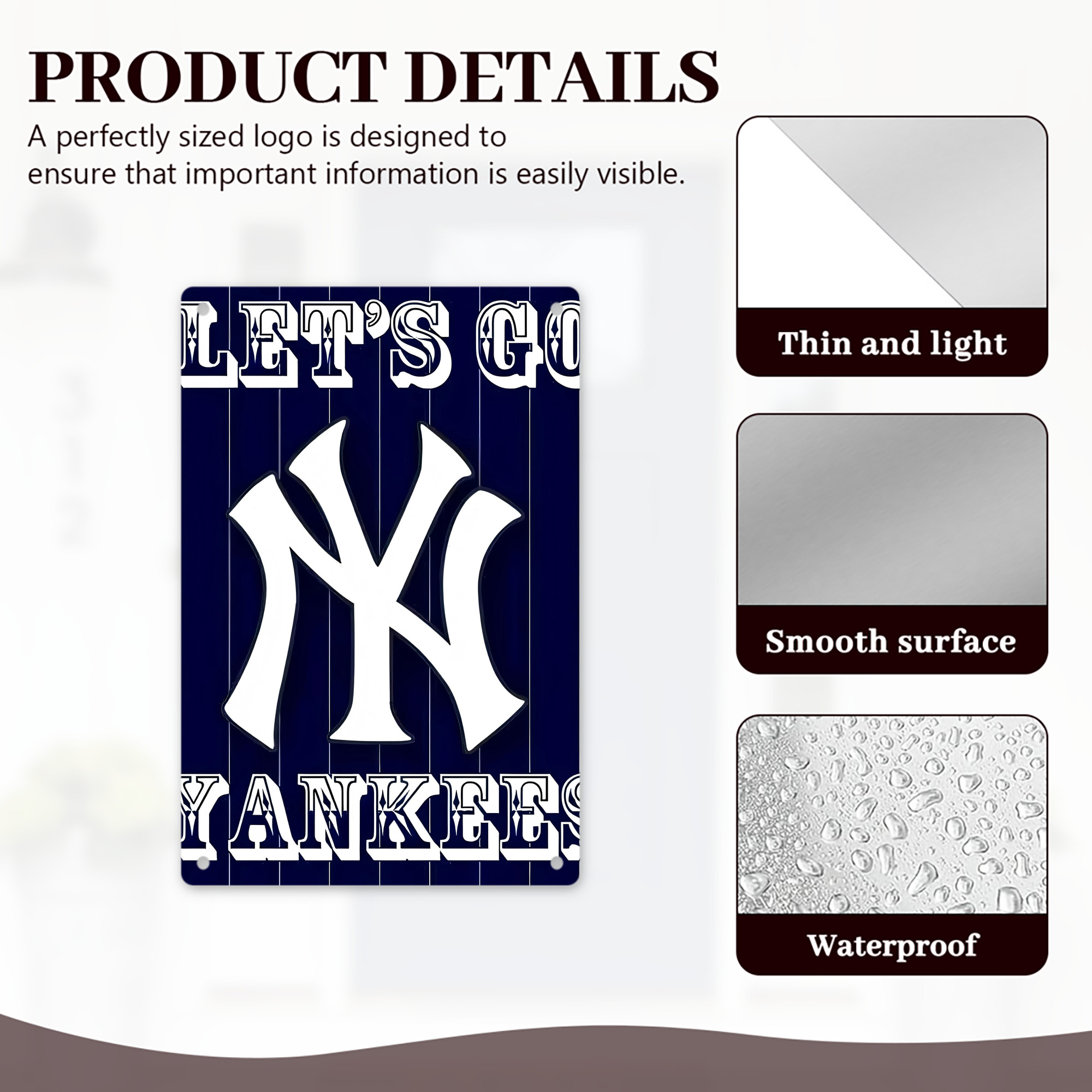 New York Yankees 237 8x12inch Vertical Aluminum Sign - Durable Fade-Resistant Indoor/Outdoor Safety & Information Plaque For Office, Hotel, Restaurant, Bar, Public Spaces