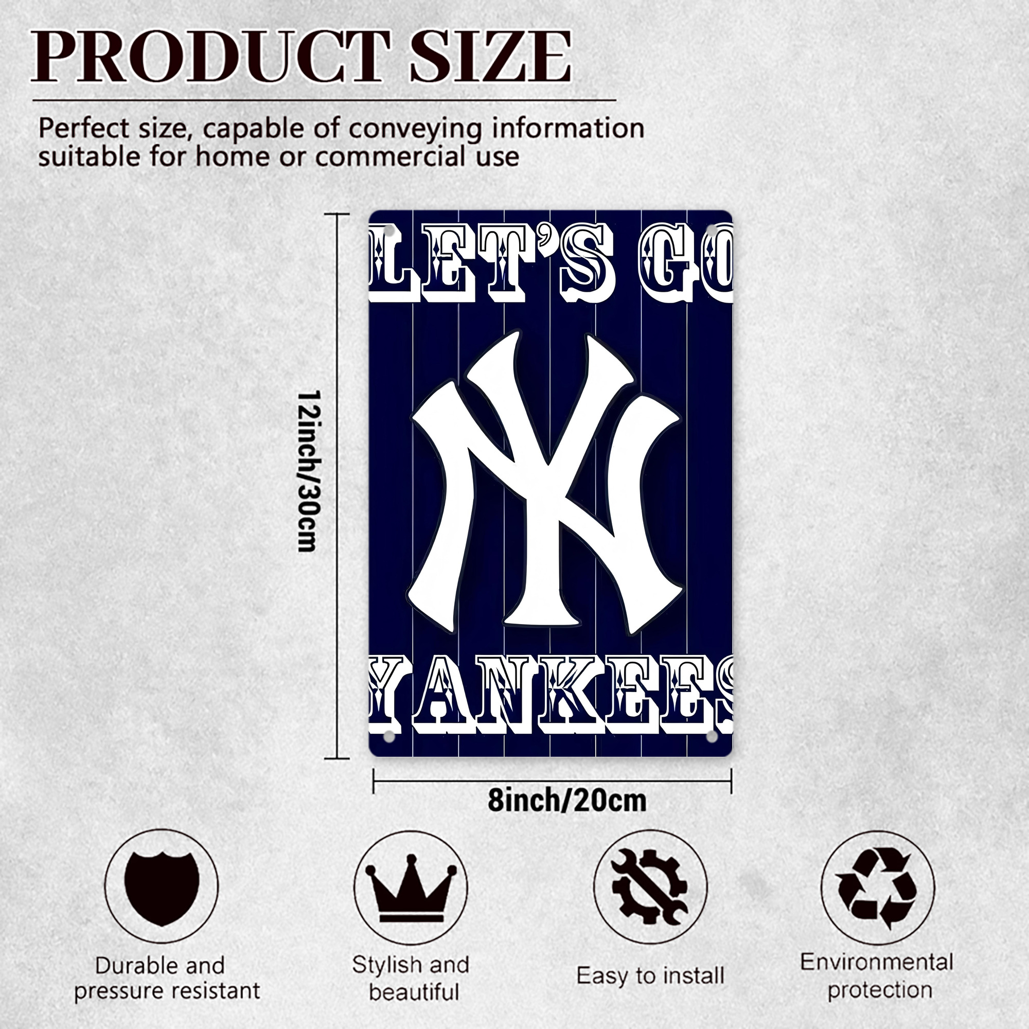 New York Yankees 237 8x12inch Vertical Aluminum Sign - Durable Fade-Resistant Indoor/Outdoor Safety & Information Plaque For Office, Hotel, Restaurant, Bar, Public Spaces
