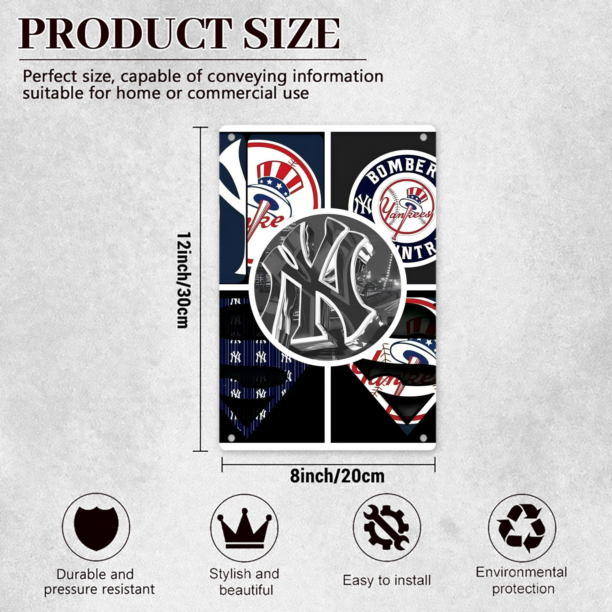 New York Yankees 269 8x12inch Vertical Aluminum Sign - Durable Fade-Resistant Indoor/Outdoor Safety & Information Plaque For Office, Hotel, Restaurant, Bar, Public Spaces