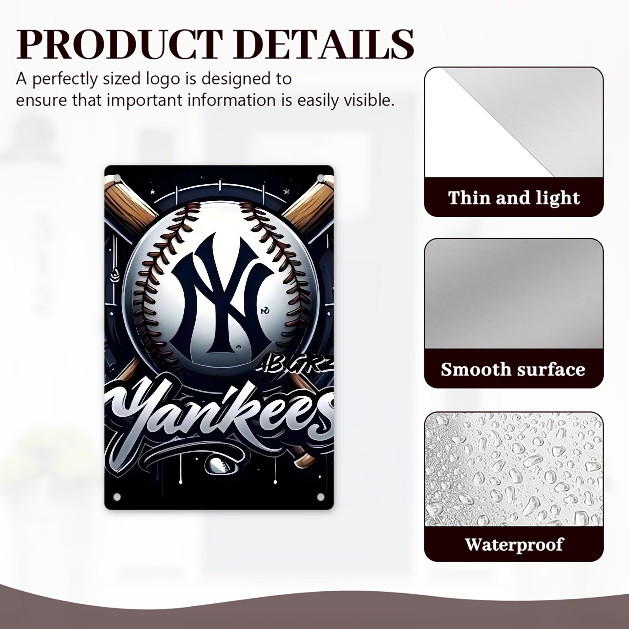 New York Yankees 241 8x12inch Vertical Aluminum Sign - Durable Fade-Resistant Indoor/Outdoor Safety & Information Plaque For Office, Hotel, Restaurant, Bar, Public Spaces