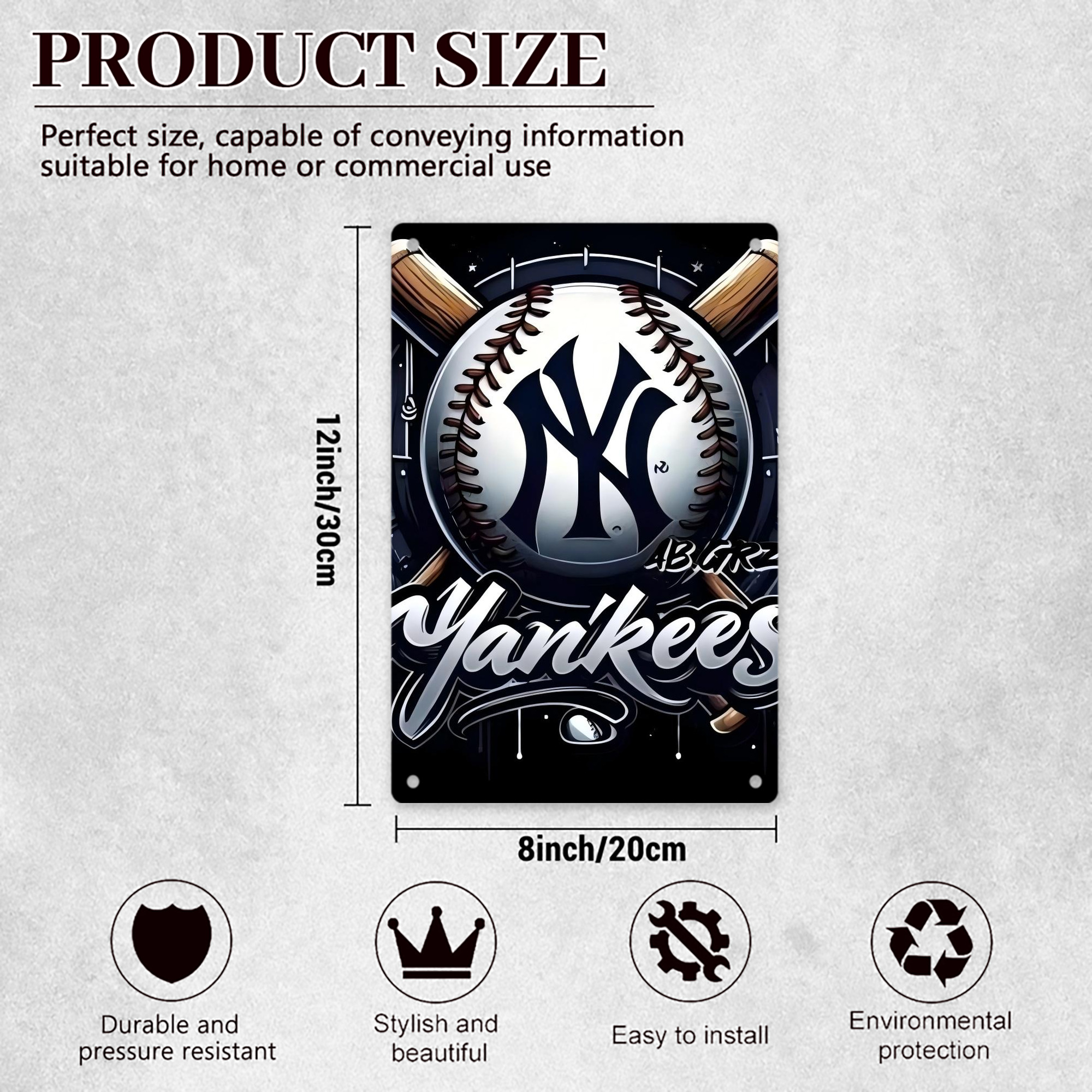 New York Yankees 241 8x12inch Vertical Aluminum Sign - Durable Fade-Resistant Indoor/Outdoor Safety & Information Plaque For Office, Hotel, Restaurant, Bar, Public Spaces