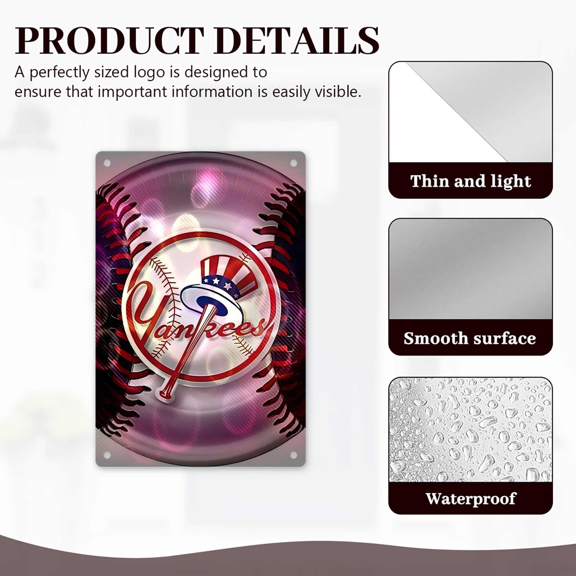 New York Yankees 244 8x12inch Vertical Aluminum Sign - Durable Fade-Resistant Indoor/Outdoor Safety & Information Plaque For Office, Hotel, Restaurant, Bar, Public Spaces