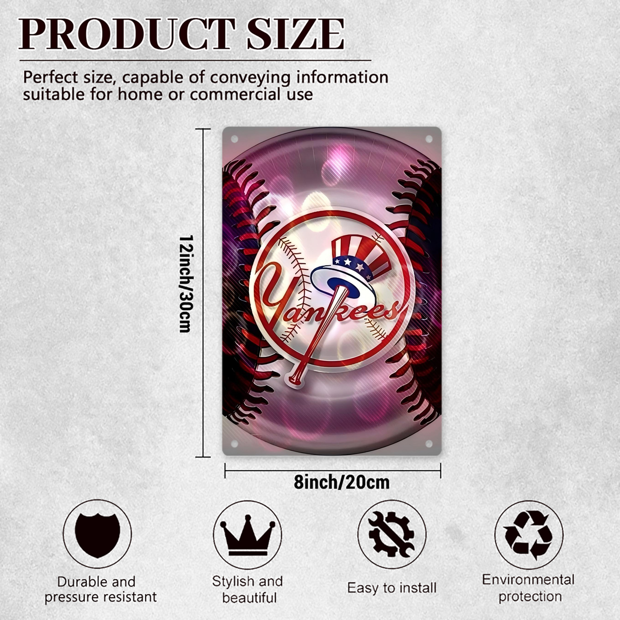 New York Yankees 244 8x12inch Vertical Aluminum Sign - Durable Fade-Resistant Indoor/Outdoor Safety & Information Plaque For Office, Hotel, Restaurant, Bar, Public Spaces