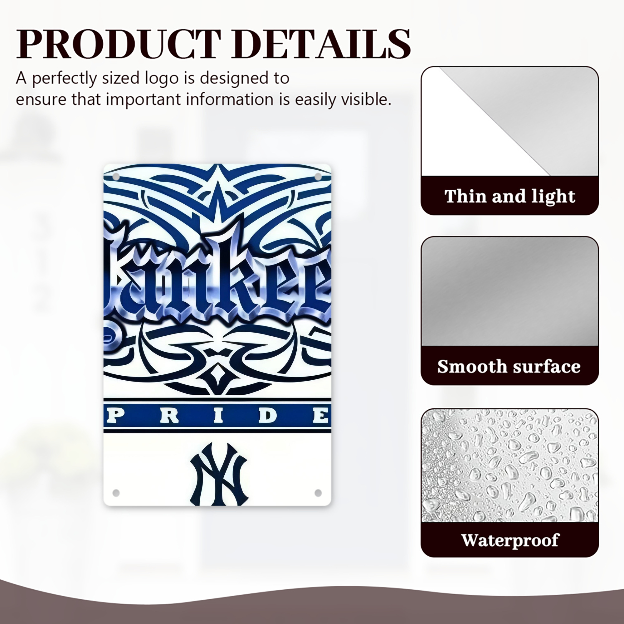 New York Yankees 304 8x12inch Vertical Aluminum Sign - Durable Fade-Resistant Indoor/Outdoor Safety & Information Plaque For Office, Hotel, Restaurant, Bar, Public Spaces