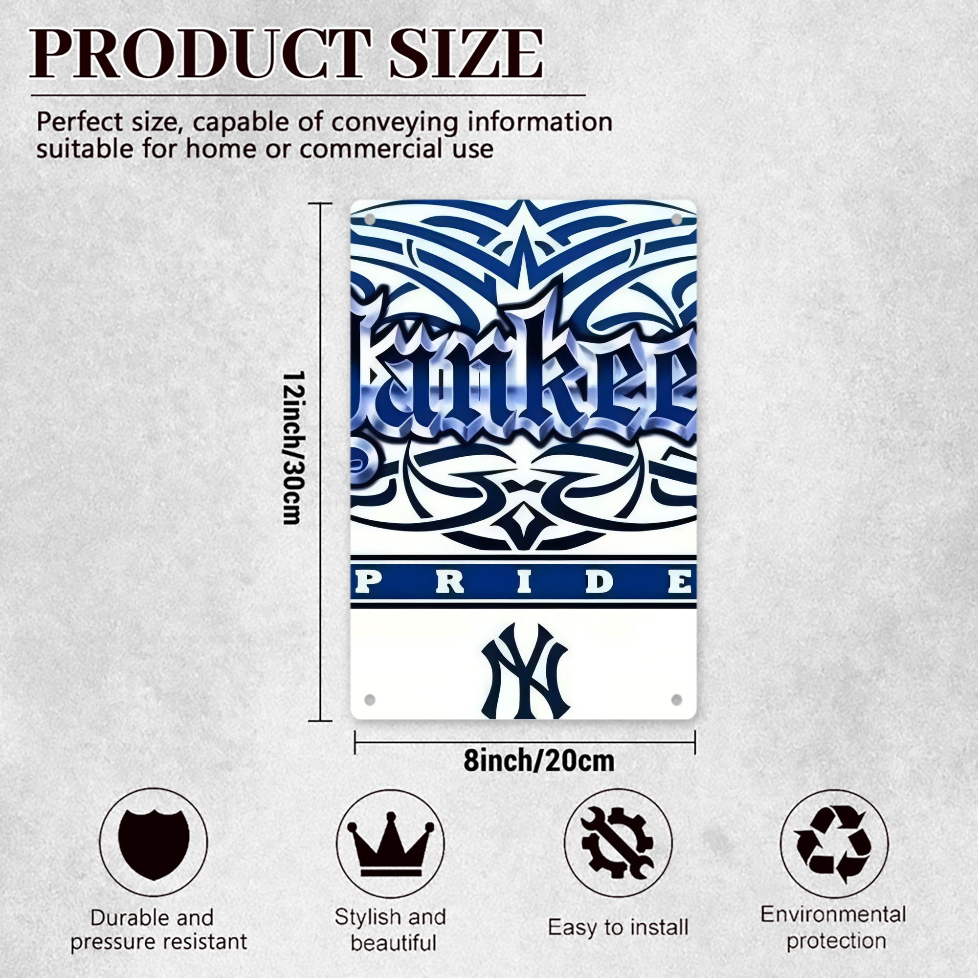 New York Yankees 304 8x12inch Vertical Aluminum Sign - Durable Fade-Resistant Indoor/Outdoor Safety & Information Plaque For Office, Hotel, Restaurant, Bar, Public Spaces