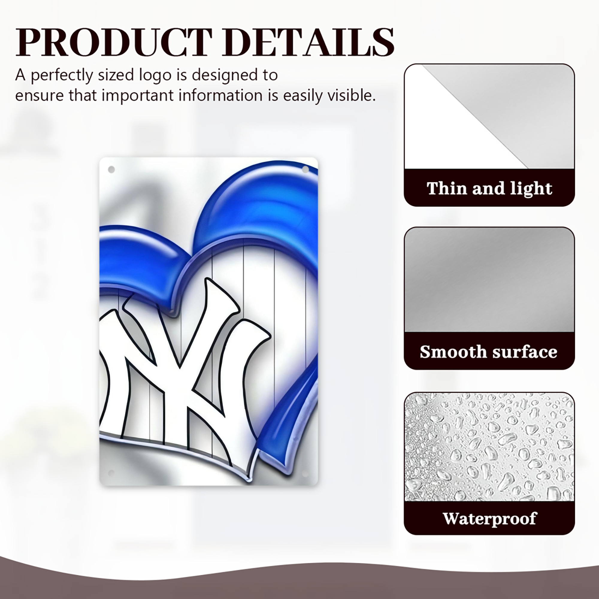 New York Yankees 310 8x12inch Vertical Aluminum Sign - Durable Fade-Resistant Indoor/Outdoor Safety & Information Plaque For Office, Hotel, Restaurant, Bar, Public Spaces
