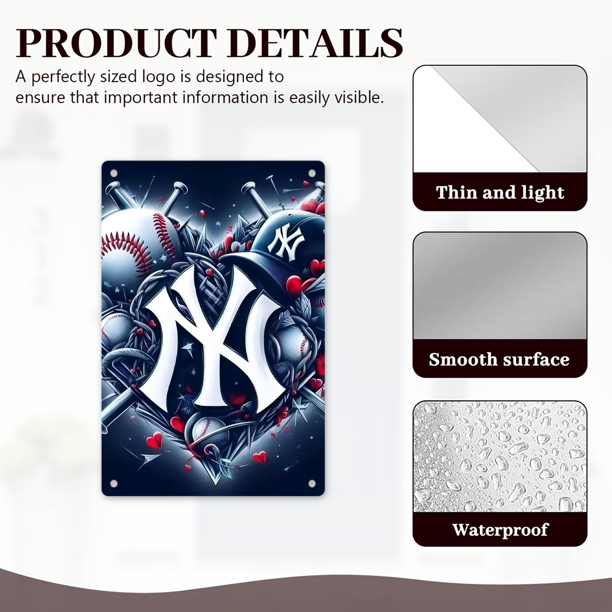New York Yankees 251 8x12inch Vertical Aluminum Sign - Durable Fade-Resistant Indoor/Outdoor Safety & Information Plaque For Office, Hotel, Restaurant, Bar, Public Spaces