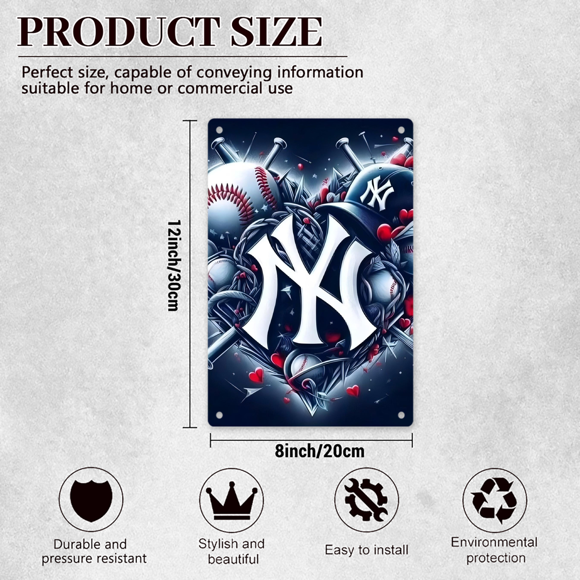 New York Yankees 251 8x12inch Vertical Aluminum Sign - Durable Fade-Resistant Indoor/Outdoor Safety & Information Plaque For Office, Hotel, Restaurant, Bar, Public Spaces