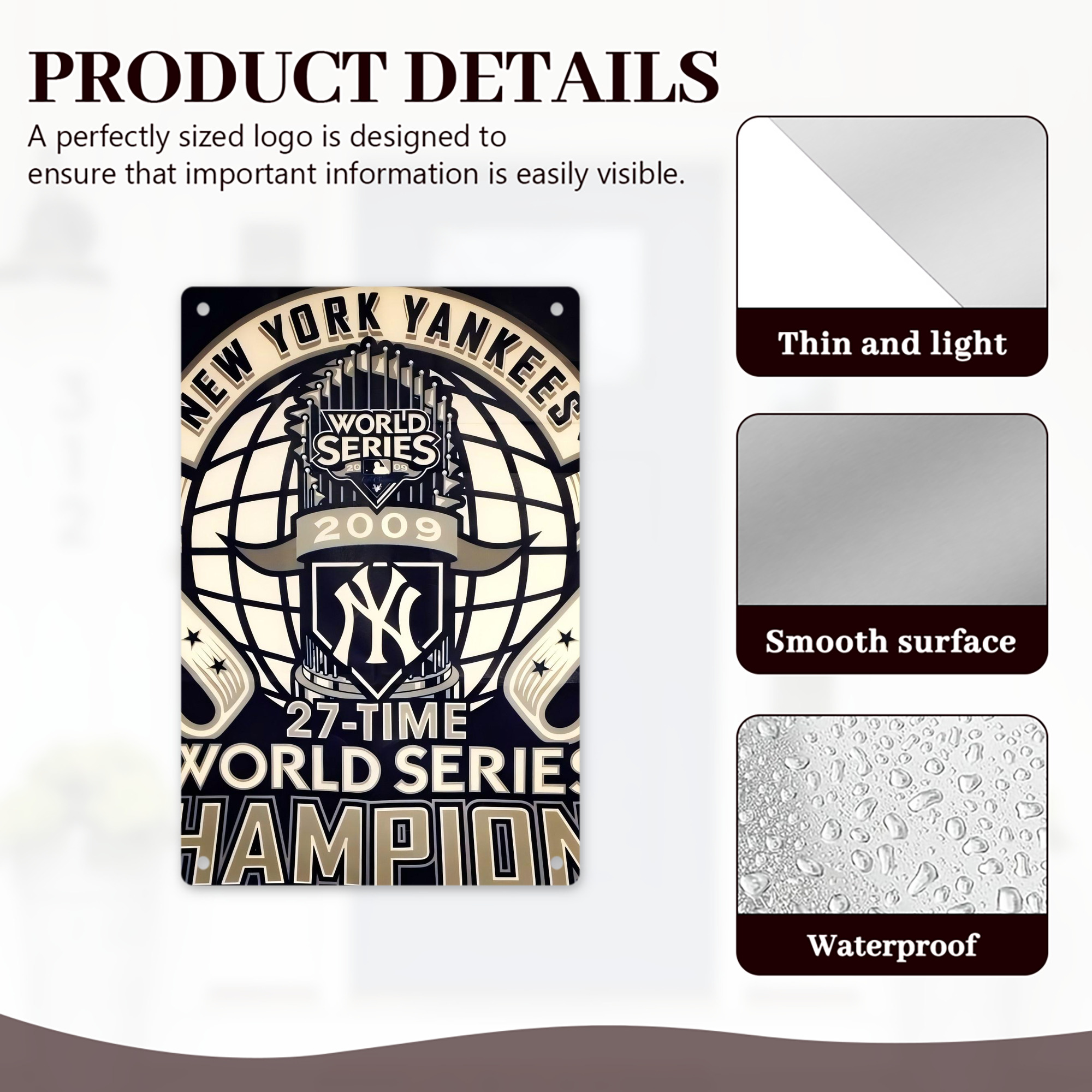 New York Yankees 256 8x12inch Vertical Aluminum Sign - Durable Fade-Resistant Indoor/Outdoor Safety & Information Plaque For Office, Hotel, Restaurant, Bar, Public Spaces