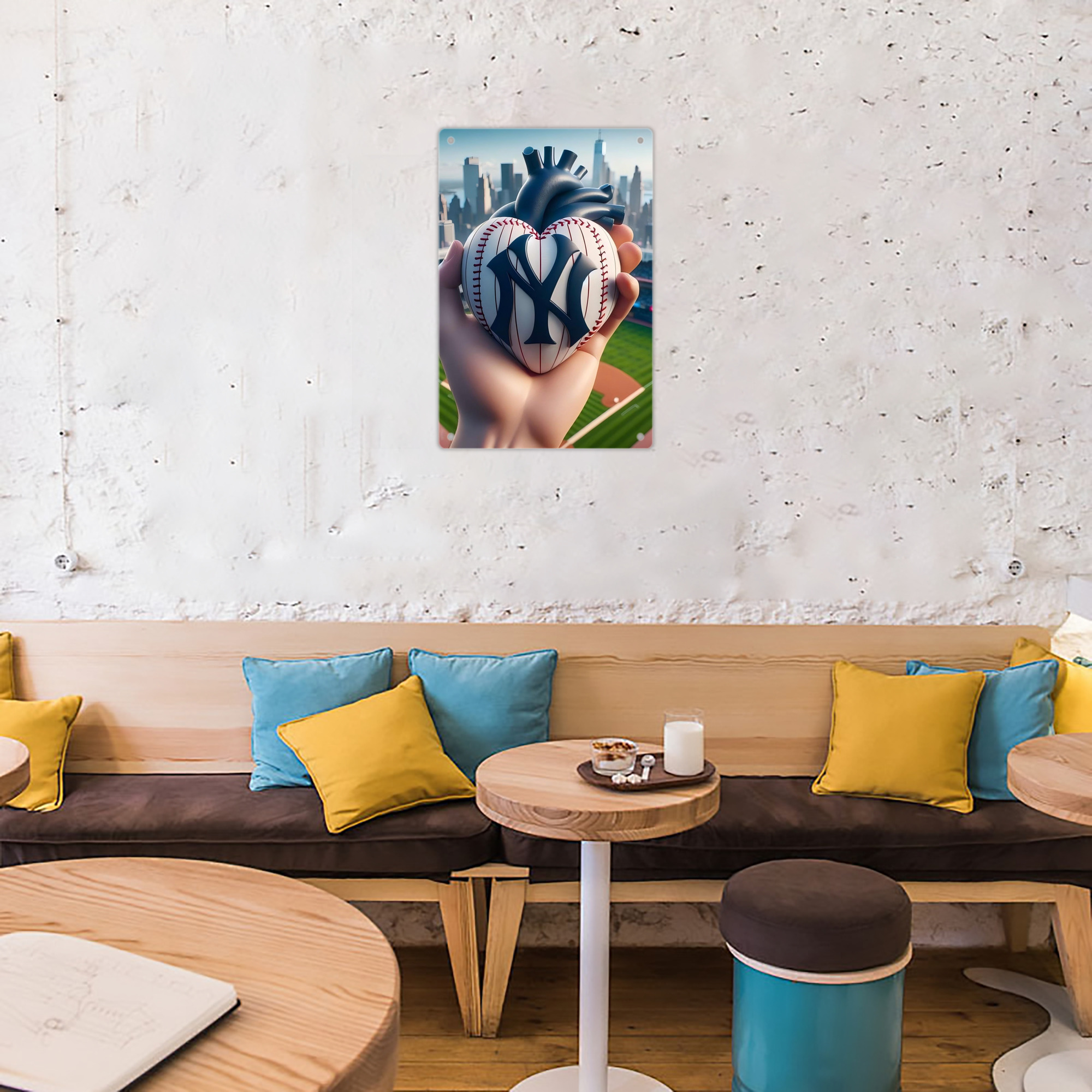 New York Yankees Heart 8x12inch Vertical Aluminum Sign - Durable Fade-Resistant Indoor/Outdoor Safety & Information Plaque For Office, Hotel, Restaurant, Bar, Public Spaces