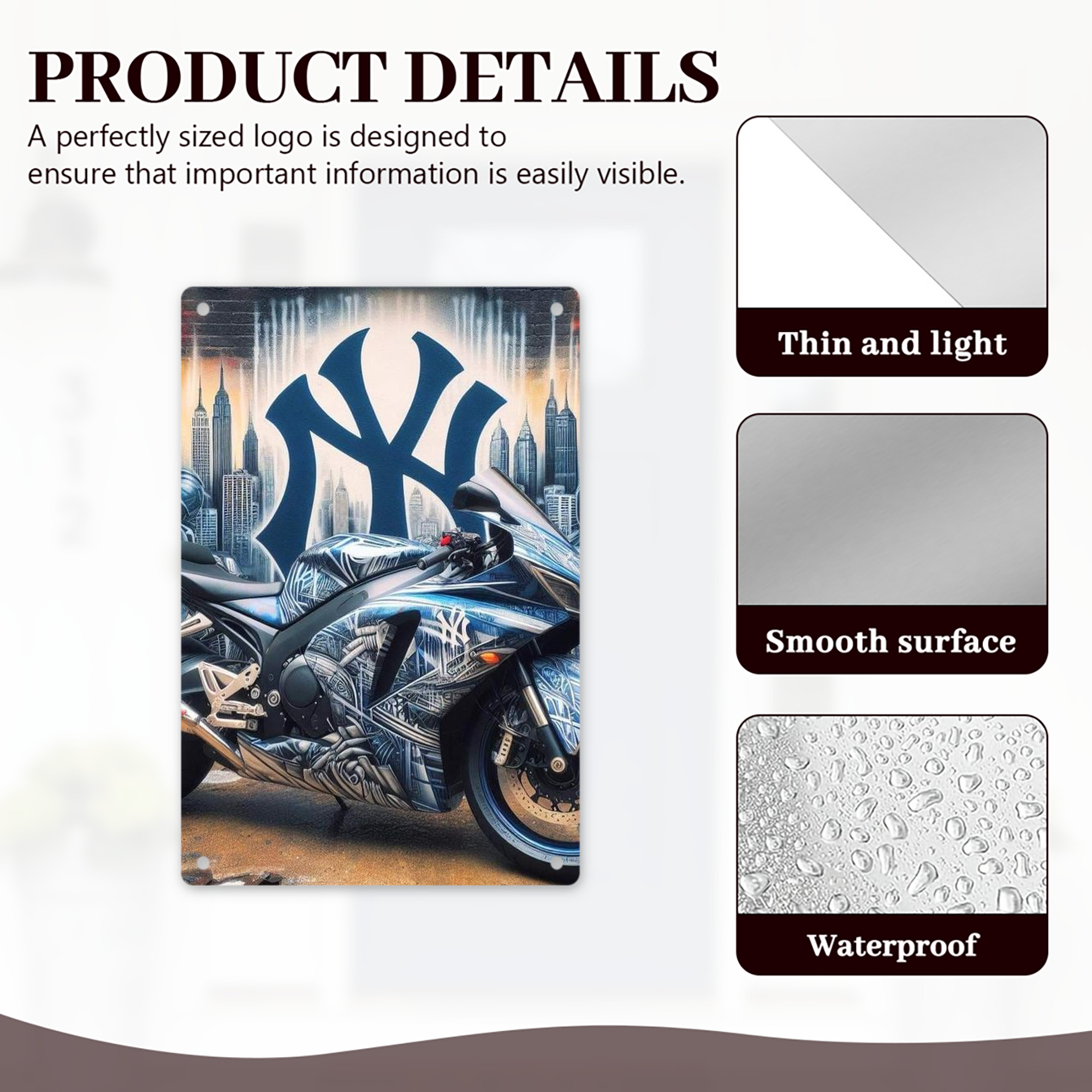 New York Yankees 327 8x12inch Vertical Aluminum Sign - Durable Fade-Resistant Indoor/Outdoor Safety & Information Plaque For Office, Hotel, Restaurant, Bar, Public Spaces