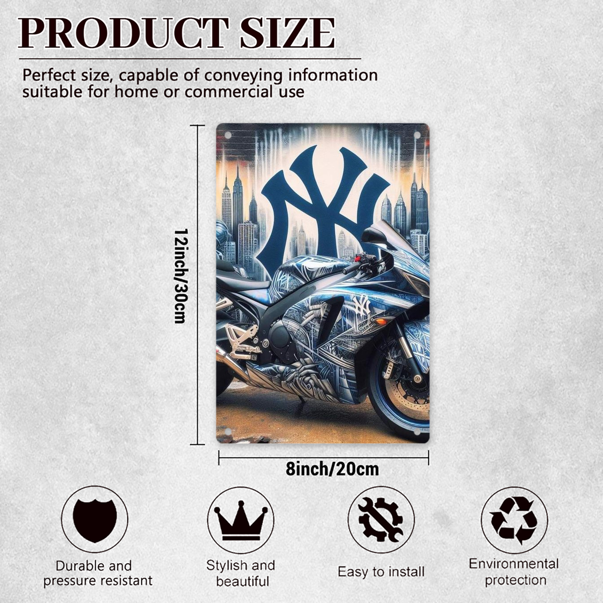 New York Yankees 327 8x12inch Vertical Aluminum Sign - Durable Fade-Resistant Indoor/Outdoor Safety & Information Plaque For Office, Hotel, Restaurant, Bar, Public Spaces