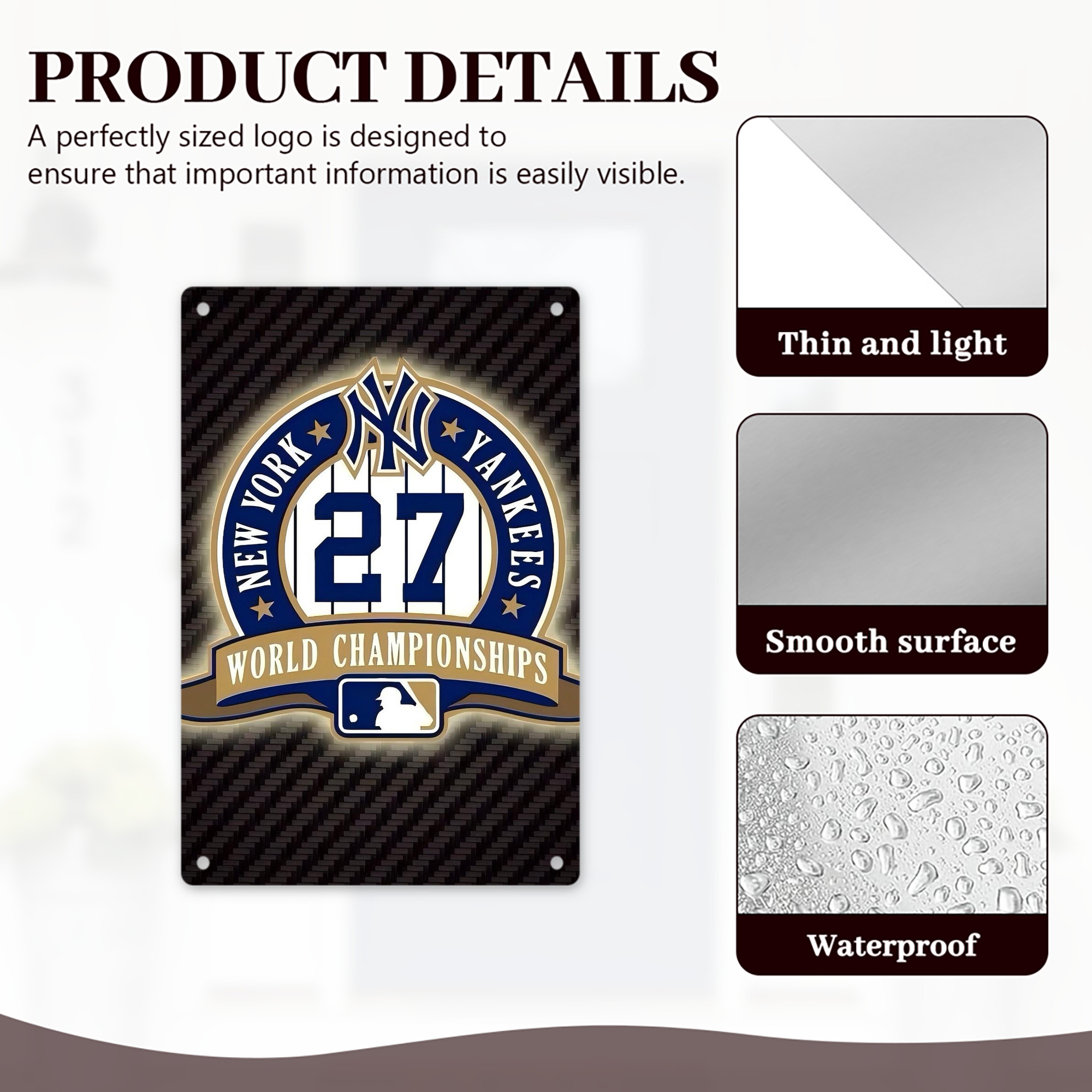 New York Yankees 260 8x12inch Vertical Aluminum Sign - Durable Fade-Resistant Indoor/Outdoor Safety & Information Plaque For Office, Hotel, Restaurant, Bar, Public Spaces