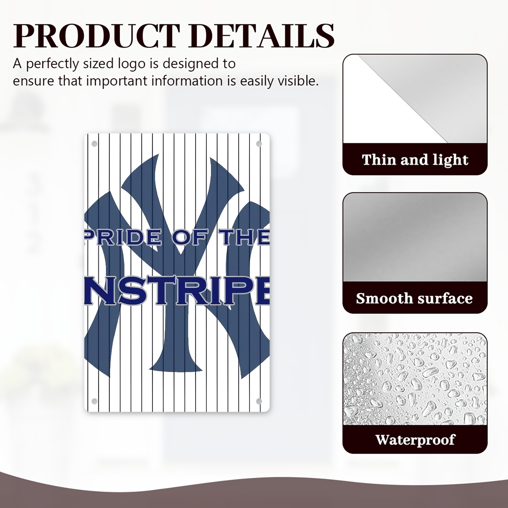 New York Yankees 267 8x12inch Vertical Aluminum Sign - Durable Fade-Resistant Indoor/Outdoor Safety & Information Plaque For Office, Hotel, Restaurant, Bar, Public Spaces