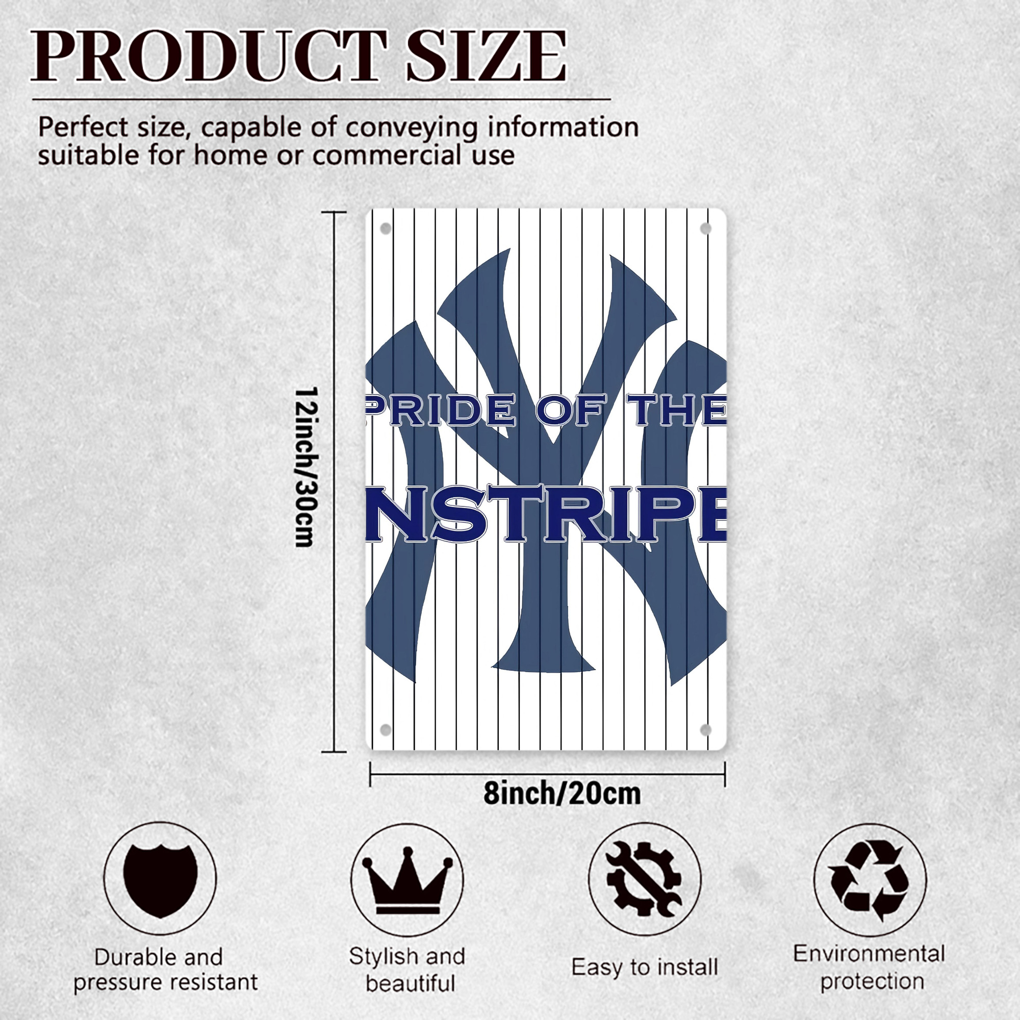 New York Yankees 267 8x12inch Vertical Aluminum Sign - Durable Fade-Resistant Indoor/Outdoor Safety & Information Plaque For Office, Hotel, Restaurant, Bar, Public Spaces