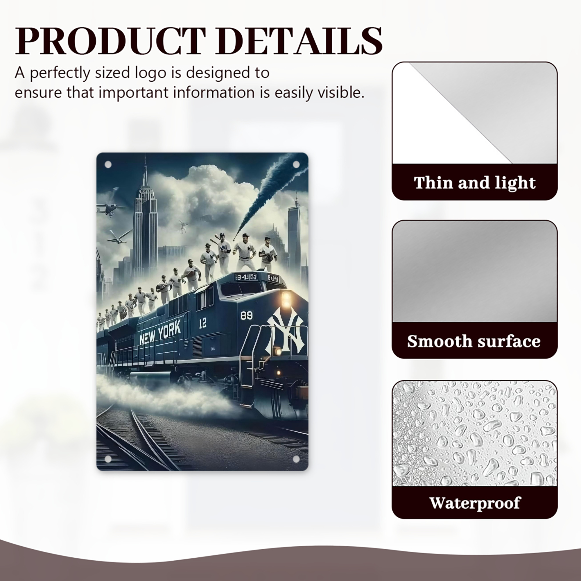 New York Yankees 265 8x12inch Vertical Aluminum Sign - Durable Fade-Resistant Indoor/Outdoor Safety & Information Plaque For Office, Hotel, Restaurant, Bar, Public Spaces