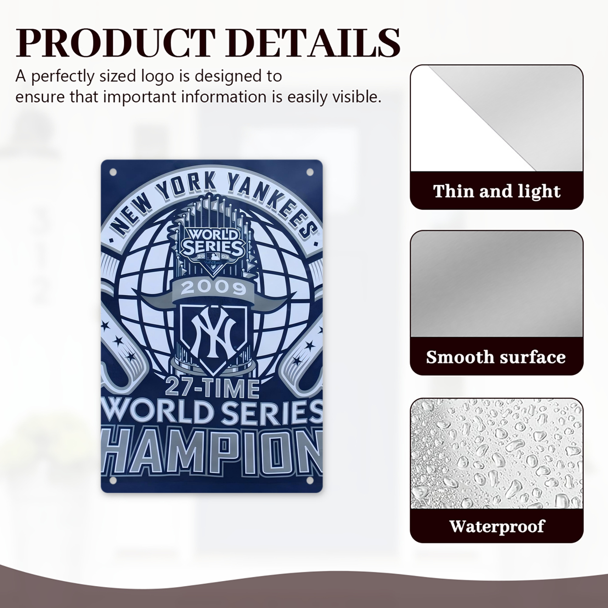New York Yankees 270 8x12inch Vertical Aluminum Sign - Durable Fade-Resistant Indoor/Outdoor Safety & Information Plaque For Office, Hotel, Restaurant, Bar, Public Spaces