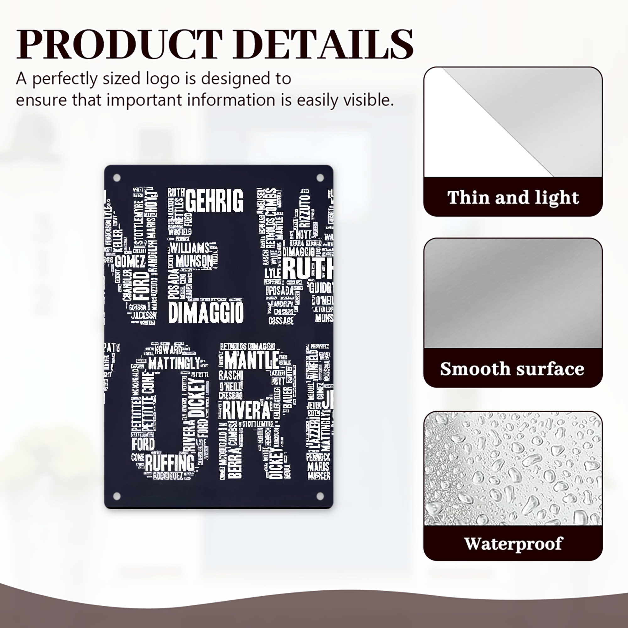 New York Yankees 303 8x12inch Vertical Aluminum Sign - Durable Fade-Resistant Indoor/Outdoor Safety & Information Plaque For Office, Hotel, Restaurant, Bar, Public Spaces