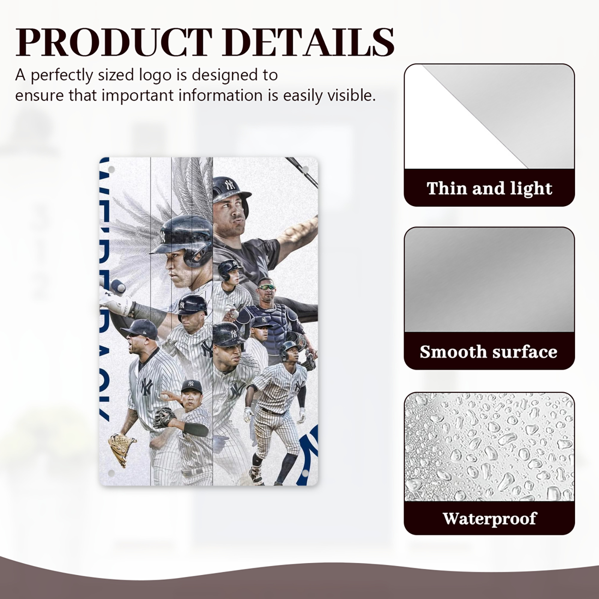 New York Yankees 305 8x12inch Vertical Aluminum Sign - Durable Fade-Resistant Indoor/Outdoor Safety & Information Plaque For Office, Hotel, Restaurant, Bar, Public Spaces