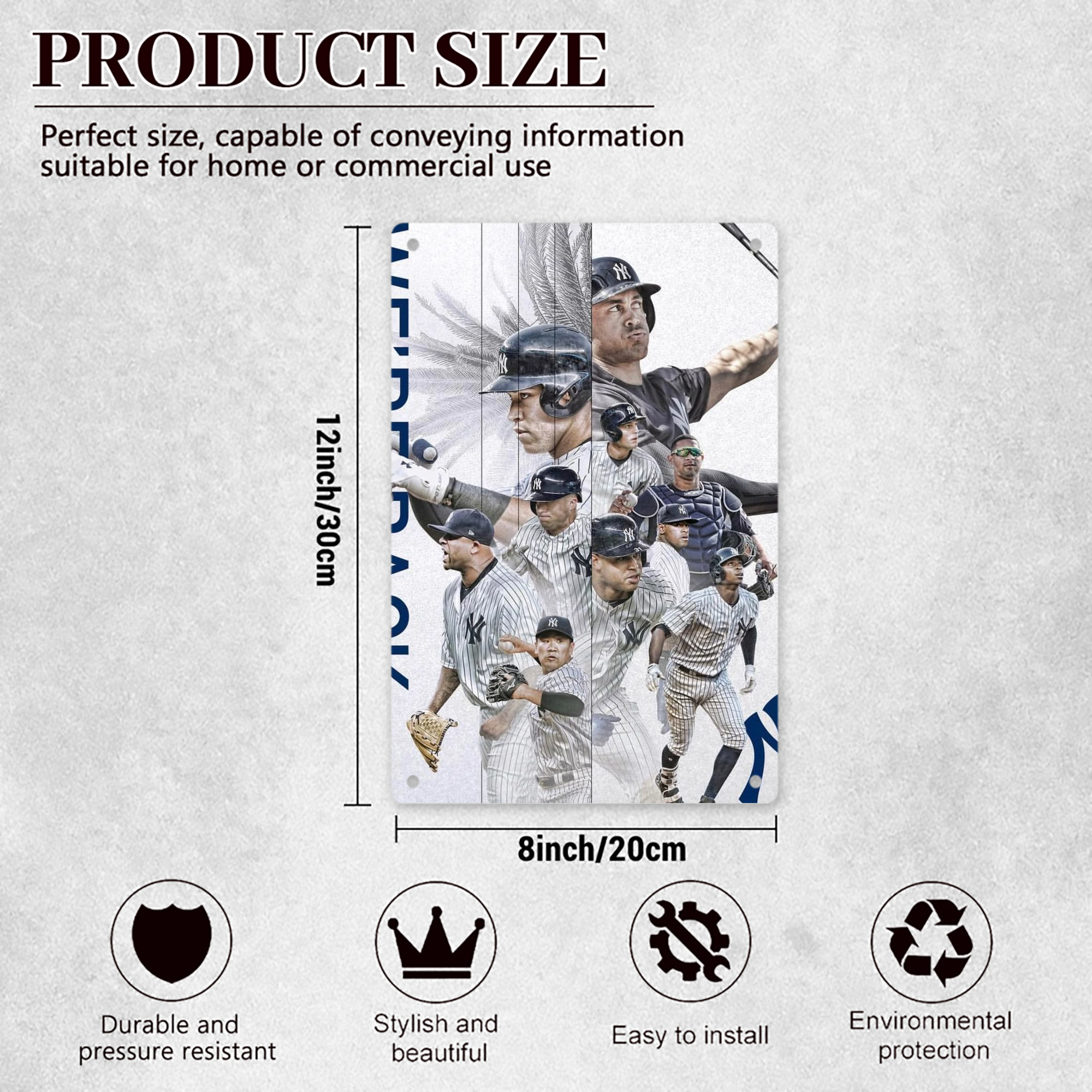 New York Yankees 305 8x12inch Vertical Aluminum Sign - Durable Fade-Resistant Indoor/Outdoor Safety & Information Plaque For Office, Hotel, Restaurant, Bar, Public Spaces