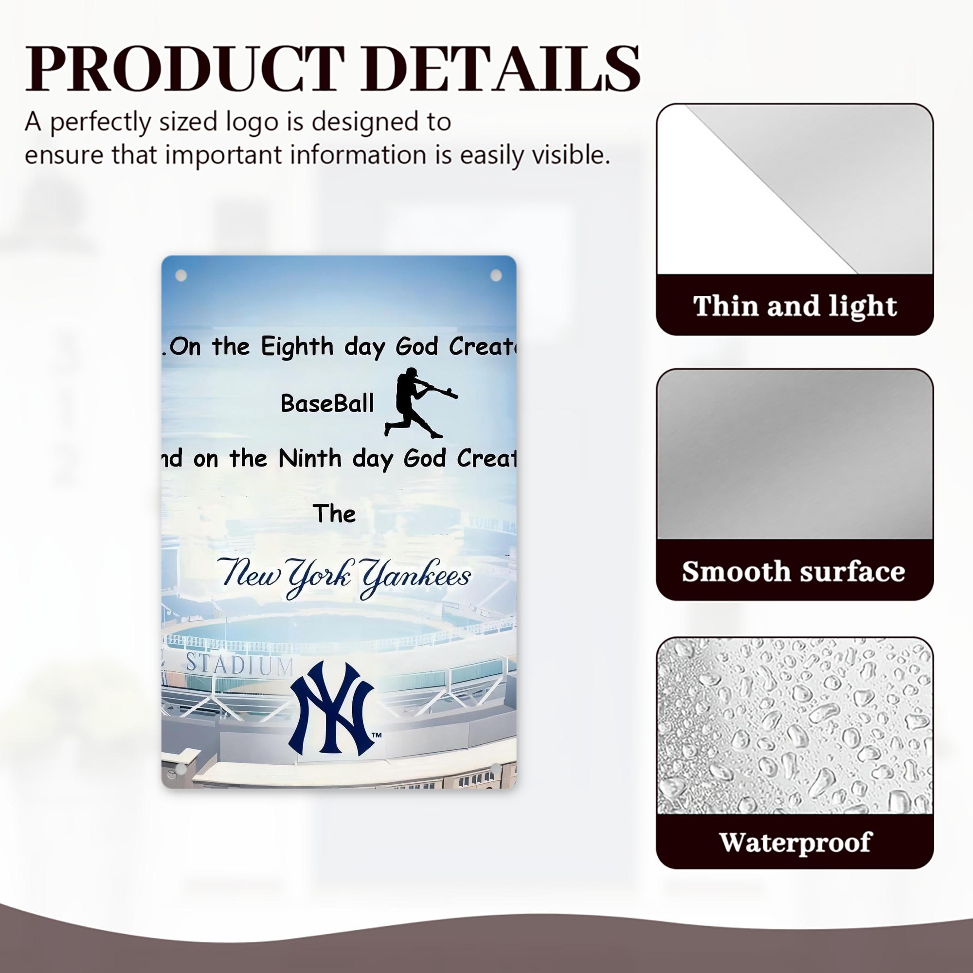 New York Yankees 314 8x12inch Vertical Aluminum Sign - Durable Fade-Resistant Indoor/Outdoor Safety & Information Plaque For Office, Hotel, Restaurant, Bar, Public Spaces