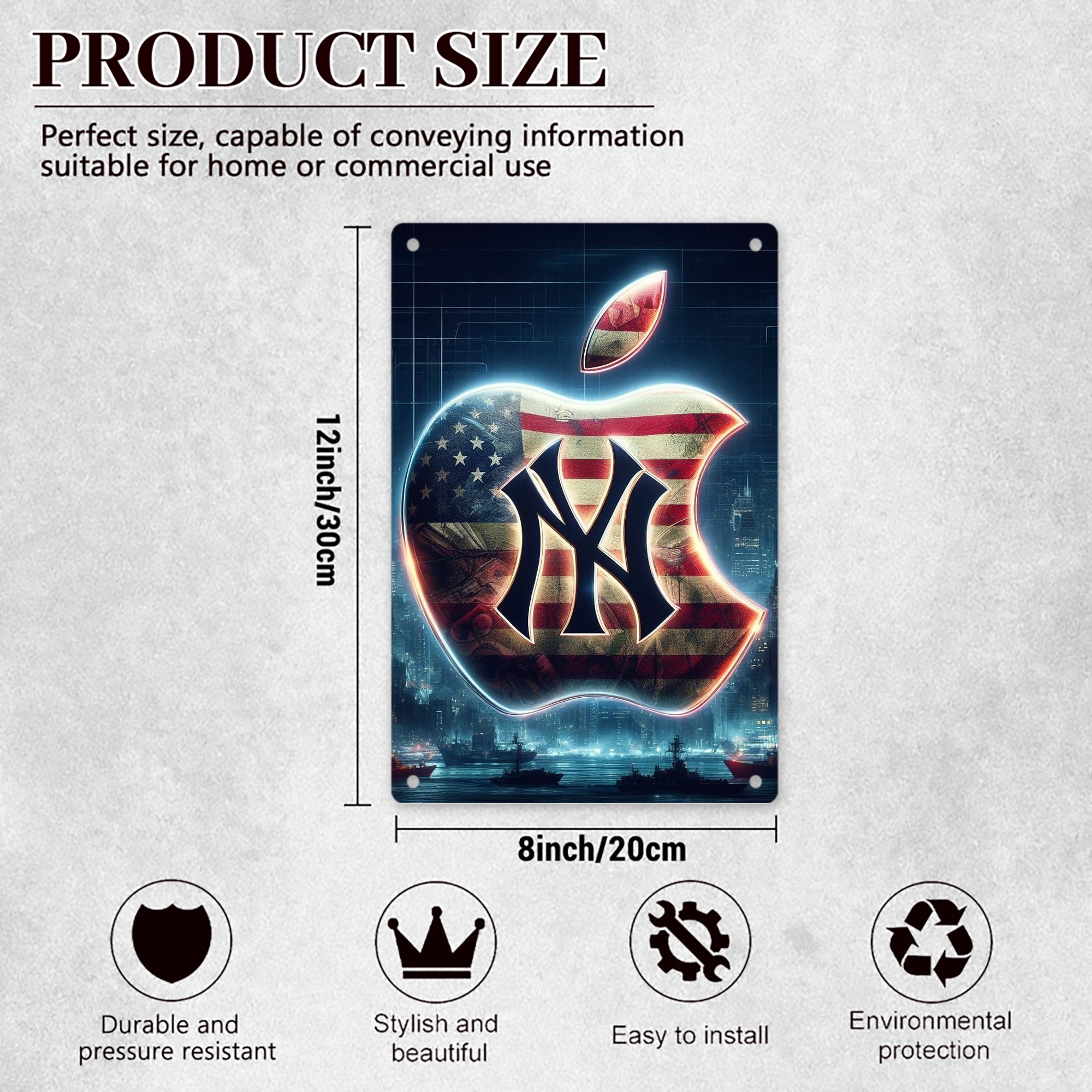 New York Yankees 347 8x12inch Vertical Aluminum Sign - Durable Fade-Resistant Indoor/Outdoor Safety & Information Plaque For Office, Hotel, Restaurant, Bar, Public Spaces