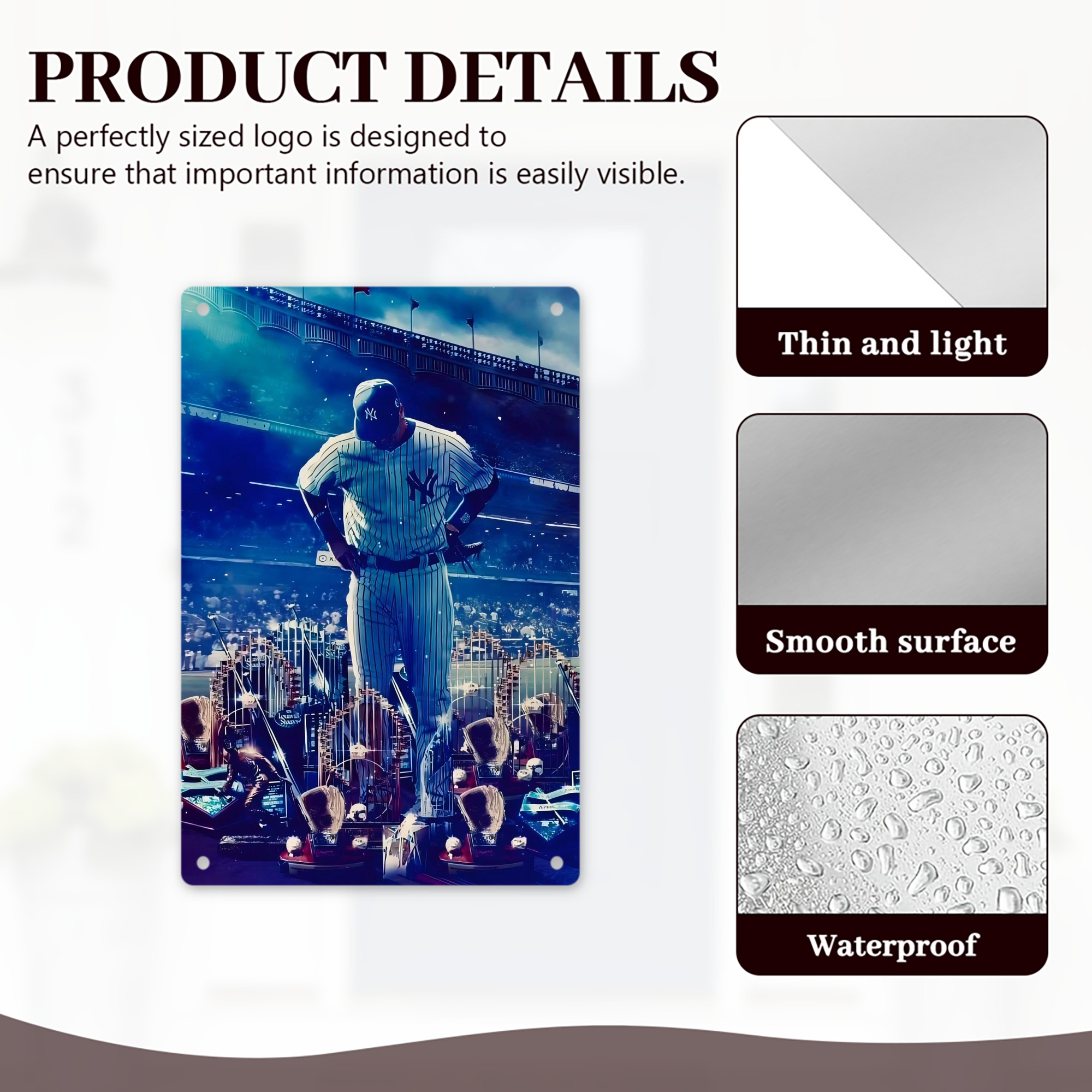 New York Yankees 345 8x12inch Vertical Aluminum Sign - Durable Fade-Resistant Indoor/Outdoor Safety & Information Plaque For Office, Hotel, Restaurant, Bar, Public Spaces