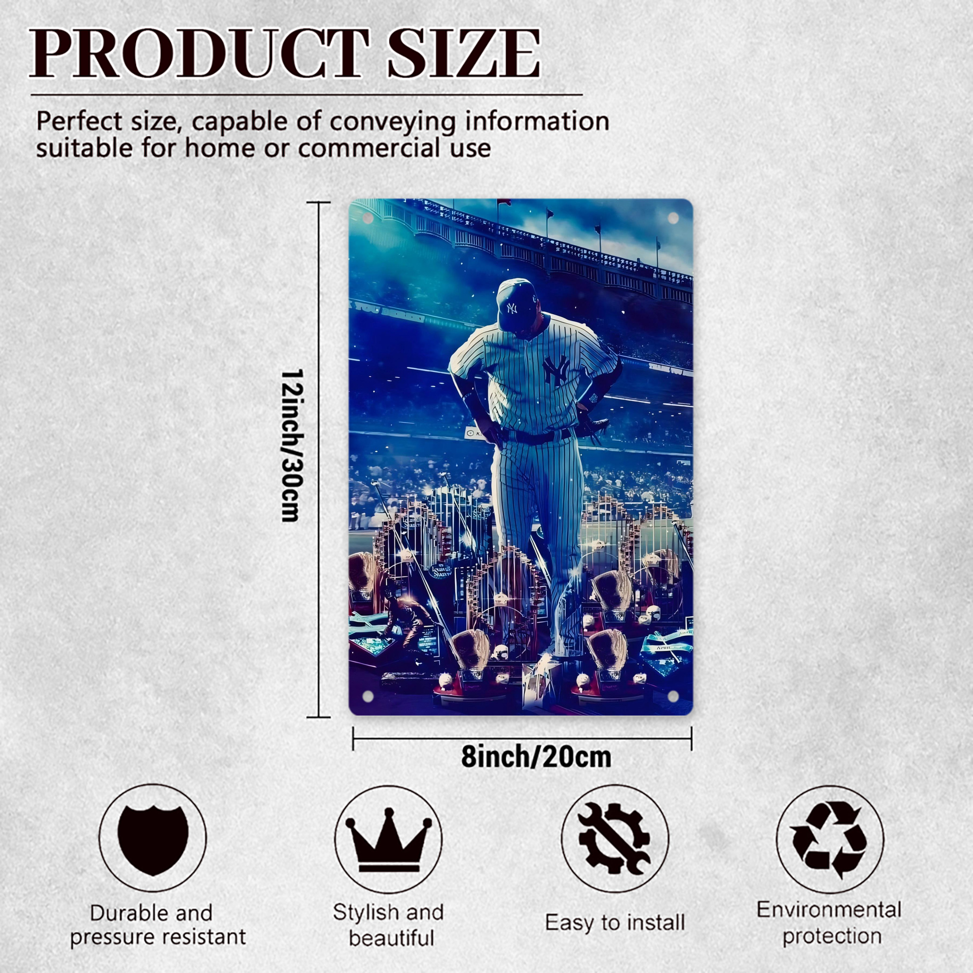 New York Yankees 345 8x12inch Vertical Aluminum Sign - Durable Fade-Resistant Indoor/Outdoor Safety & Information Plaque For Office, Hotel, Restaurant, Bar, Public Spaces