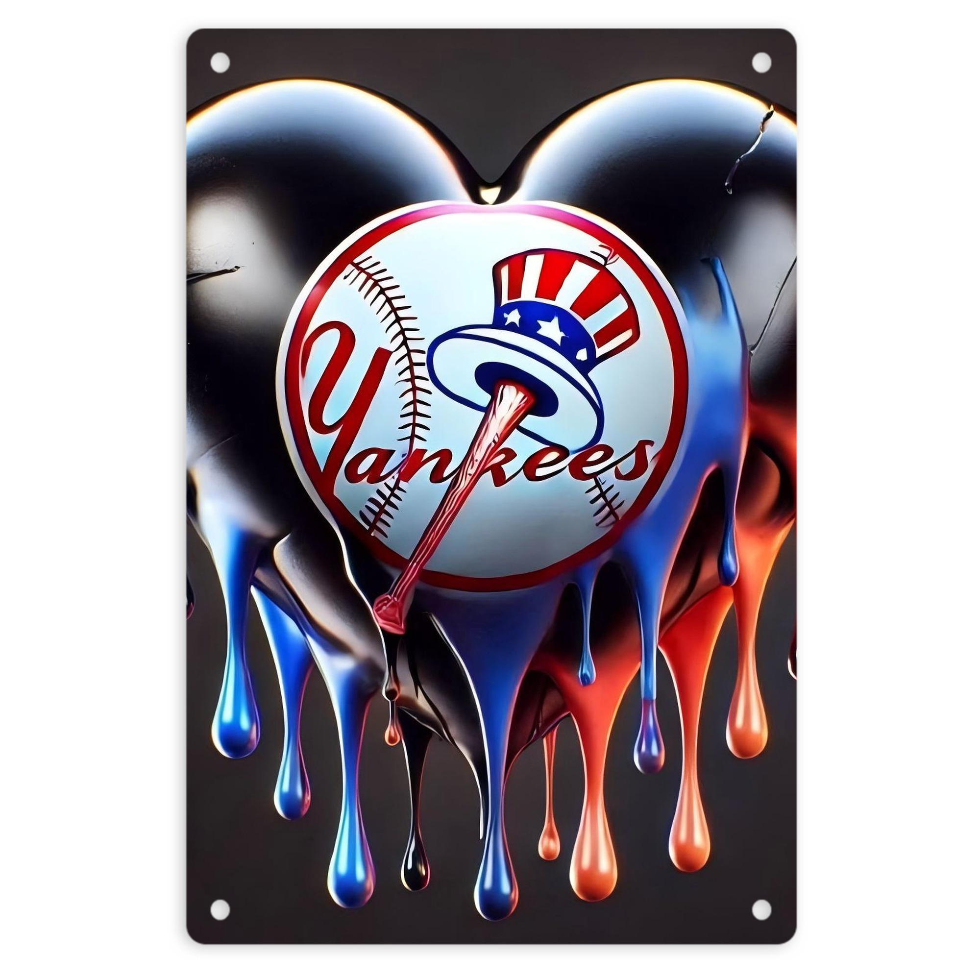 New York Yankees Heart 8x12inch Vertical Aluminum Sign - Durable Fade-Resistant Indoor/Outdoor Safety & Information Plaque For Office, Hotel, Restaurant, Bar, Public Spaces