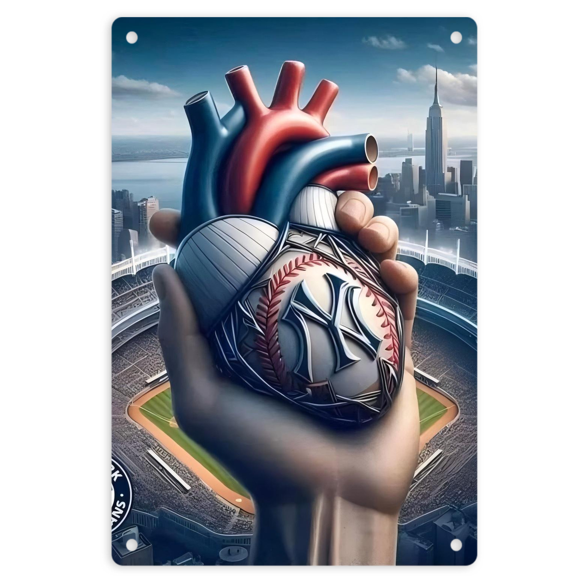 New York Yankees Heart 8x12inch Vertical Aluminum Sign - Durable Fade-Resistant Indoor/Outdoor Safety & Information Plaque For Office, Hotel, Restaurant, Bar, Public Spaces