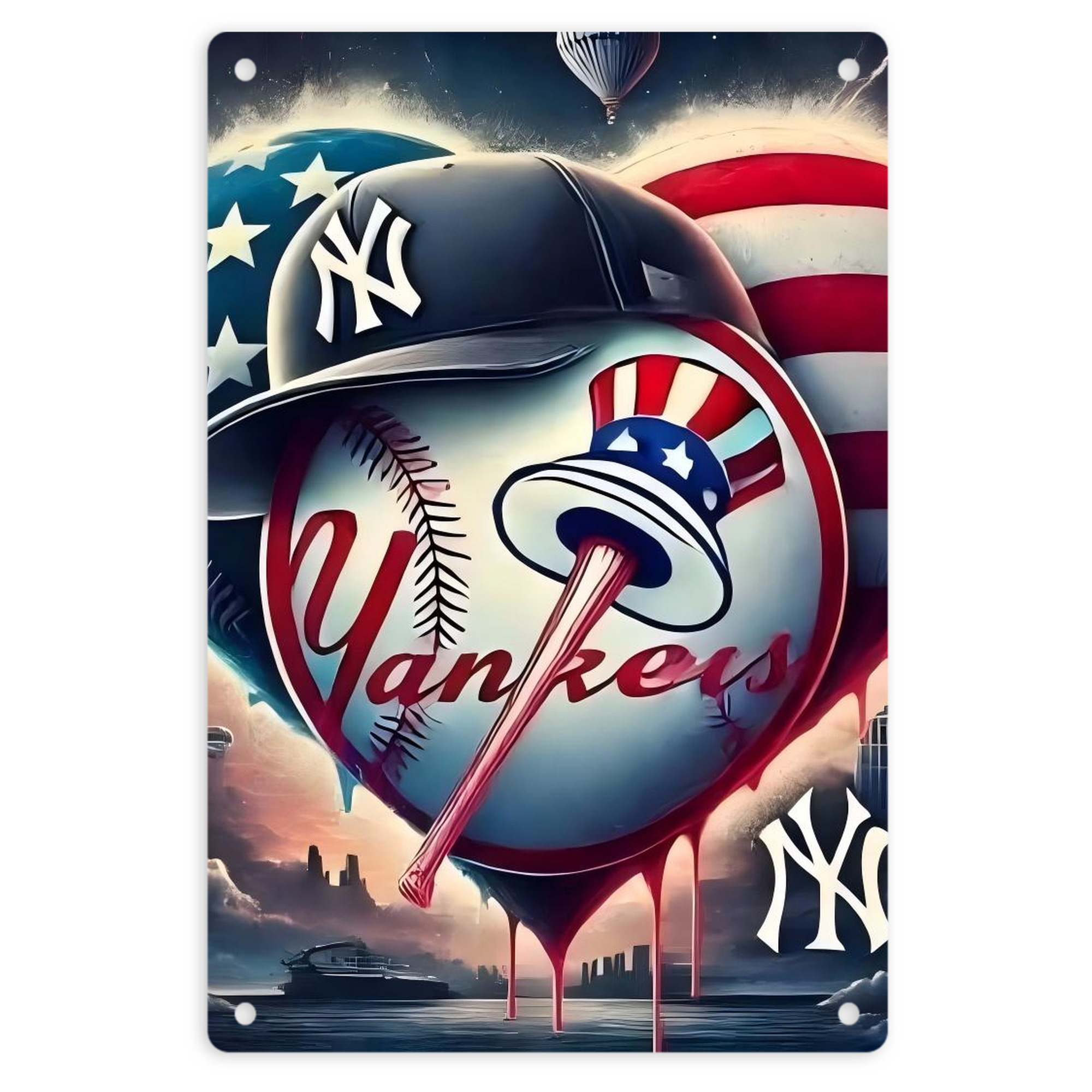 New York Yankees Heart 8x12inch Vertical Aluminum Sign - Durable Fade-Resistant Indoor/Outdoor Safety & Information Plaque For Office, Hotel, Restaurant, Bar, Public Spaces