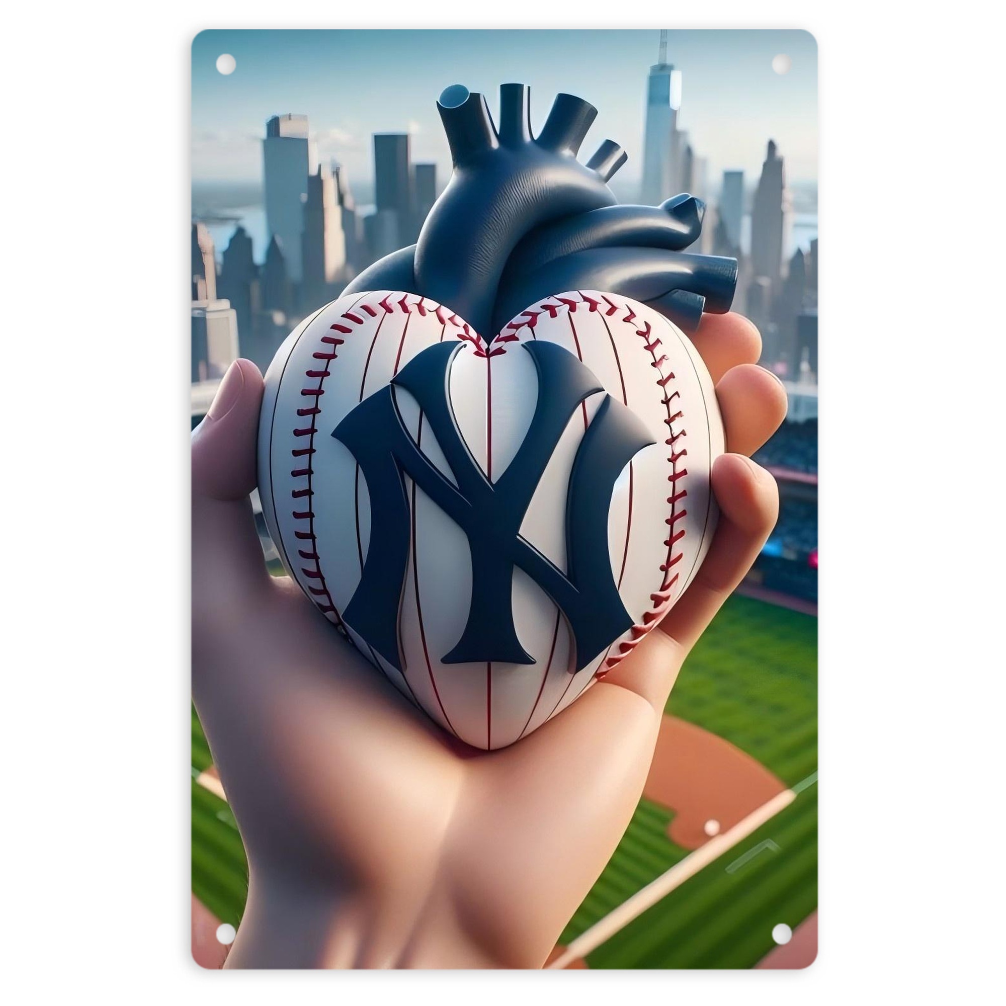 New York Yankees Heart 8x12inch Vertical Aluminum Sign - Durable Fade-Resistant Indoor/Outdoor Safety & Information Plaque For Office, Hotel, Restaurant, Bar, Public Spaces