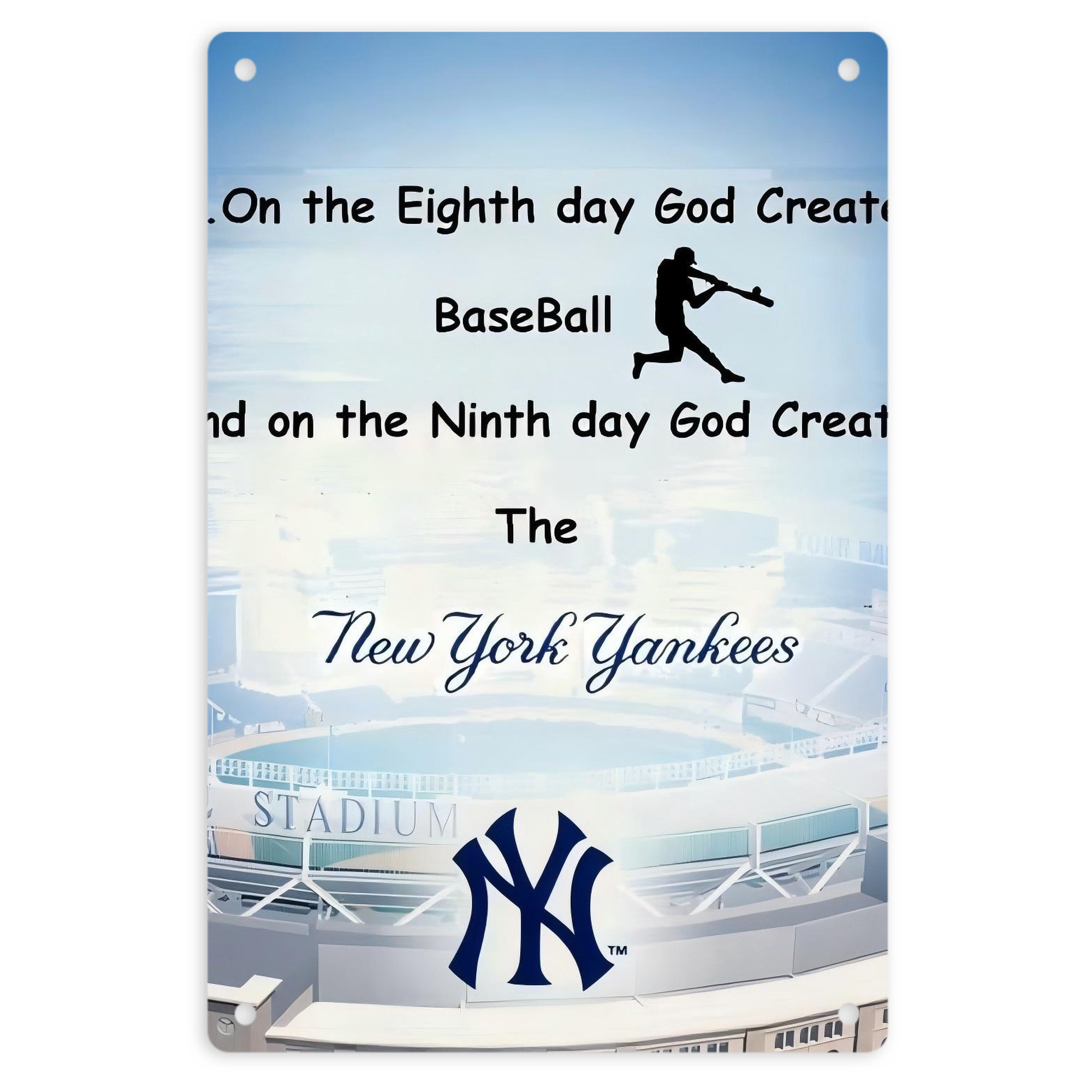New York Yankees 314 8x12inch Vertical Aluminum Sign - Durable Fade-Resistant Indoor/Outdoor Safety & Information Plaque For Office, Hotel, Restaurant, Bar, Public Spaces