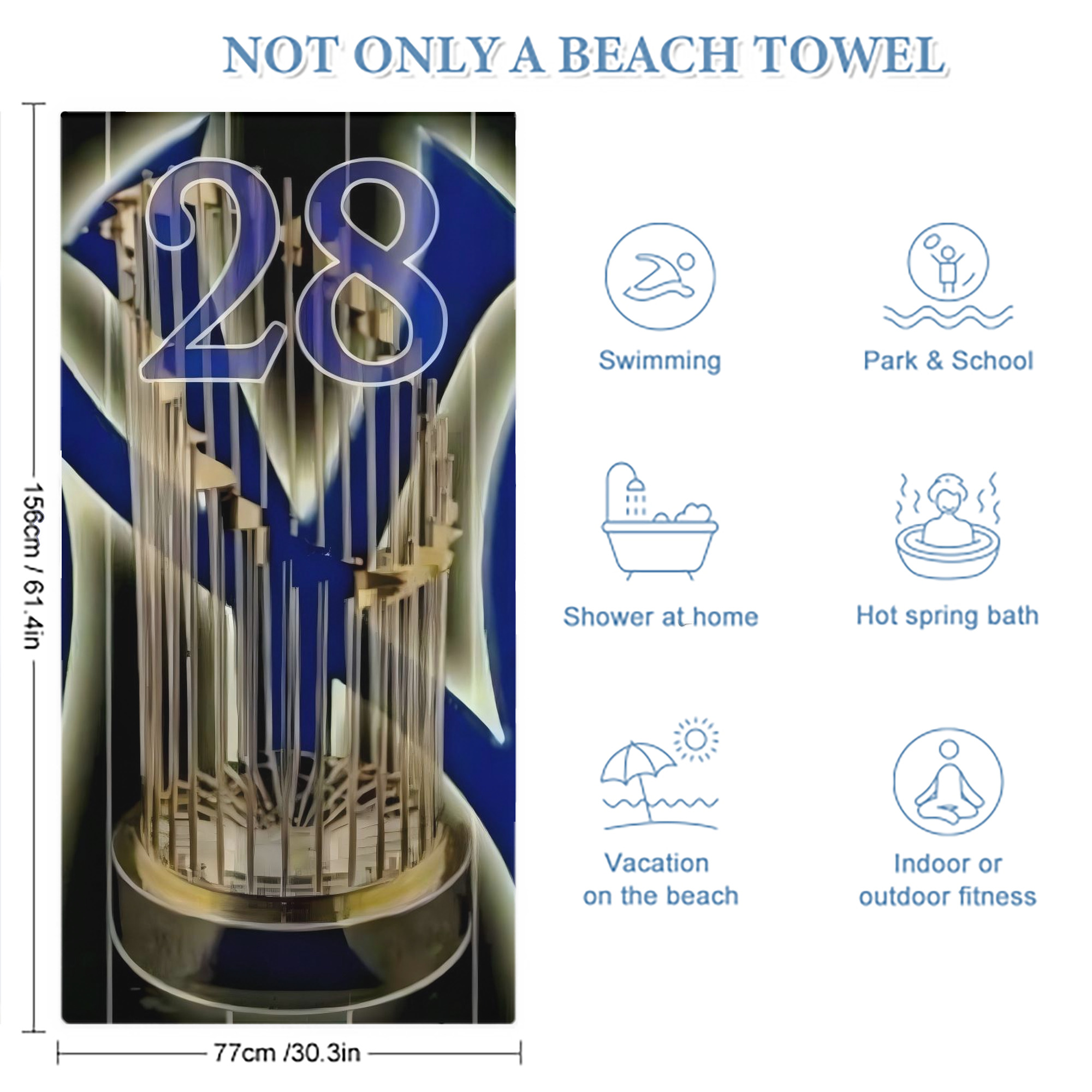 New York Yankees 172 Premium Microfiber Beach Towel – Soft, Large Size, Multi-Purpose For Beach, Picnic & Kids, Lightweight & Portable With Carry Bag, Easy Care