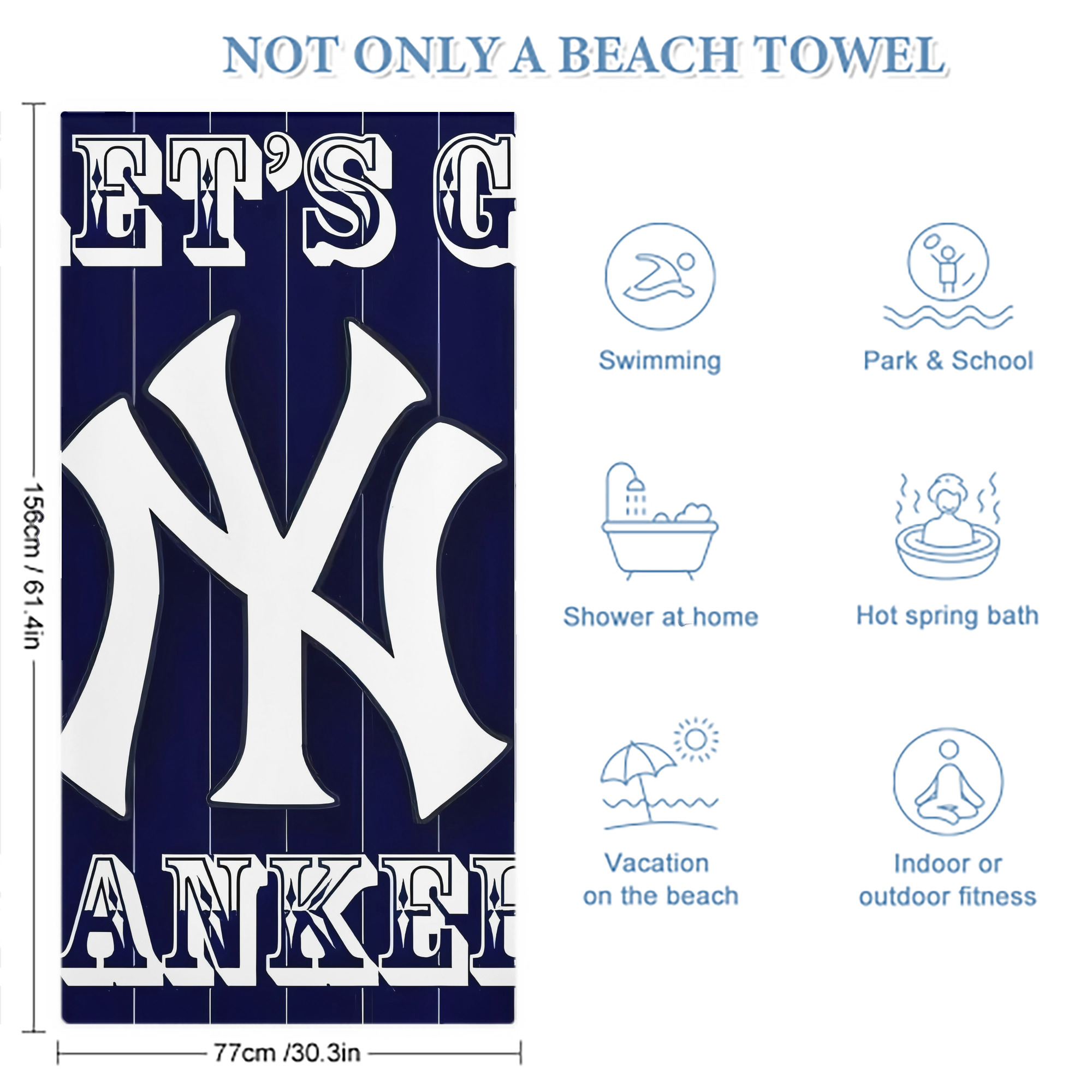 New York Yankees 237 Premium Microfiber Beach Towel – Soft, Large Size, Multi-Purpose For Beach, Picnic & Kids, Lightweight & Portable With Carry Bag, Easy Care