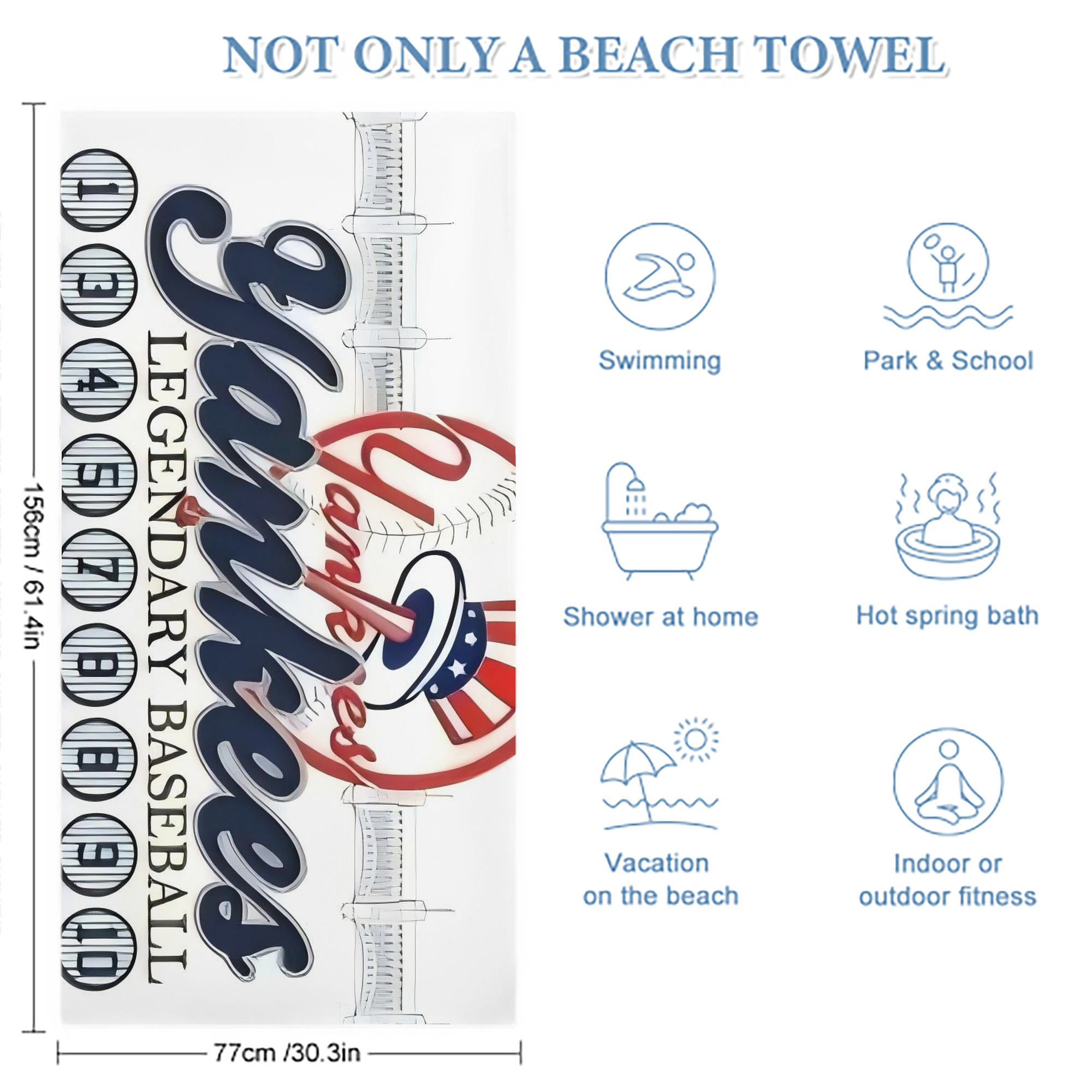 New York Yankees 232 Premium Microfiber Beach Towel – Soft, Large Size, Multi-Purpose For Beach, Picnic & Kids, Lightweight & Portable With Carry Bag, Easy Care