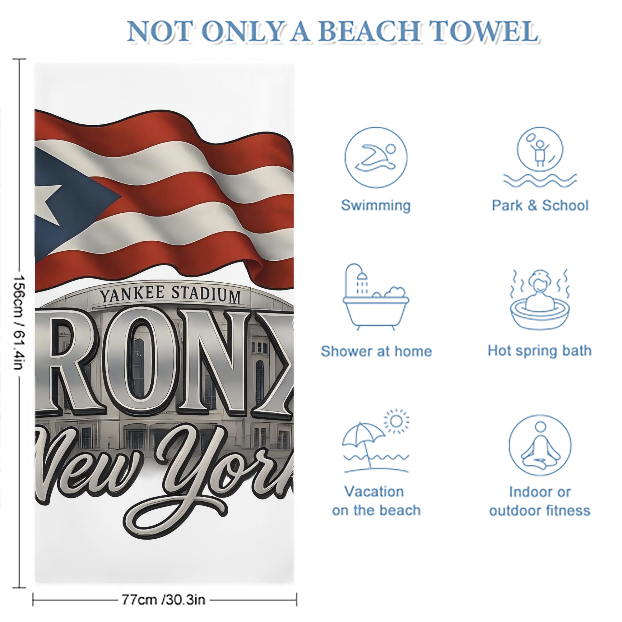 New York Yankees 245 Premium Microfiber Beach Towel – Soft, Large Size, Multi-Purpose For Beach, Picnic & Kids, Lightweight & Portable With Carry Bag, Easy Care